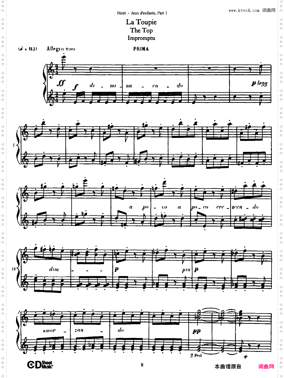 儿童游戏 Jeux d'enfants - 四手联弹Bizet op22 Jeux d'Enfants, part 1 duet