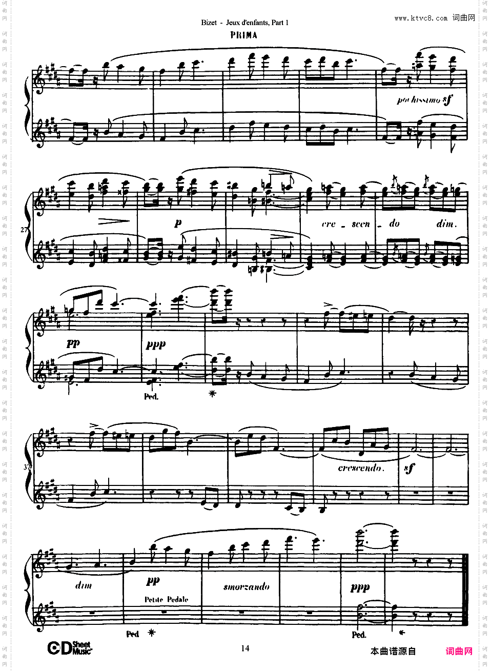 儿童游戏 Jeux d'enfants - 四手联弹Bizet op22 Jeux d'Enfants, part 1 duet
