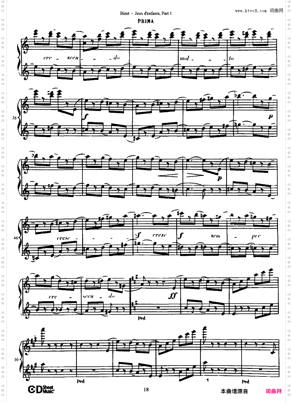 儿童游戏 Jeux d'enfants - 四手联弹Bizet op22 Jeux d'Enfants, part 1 duet