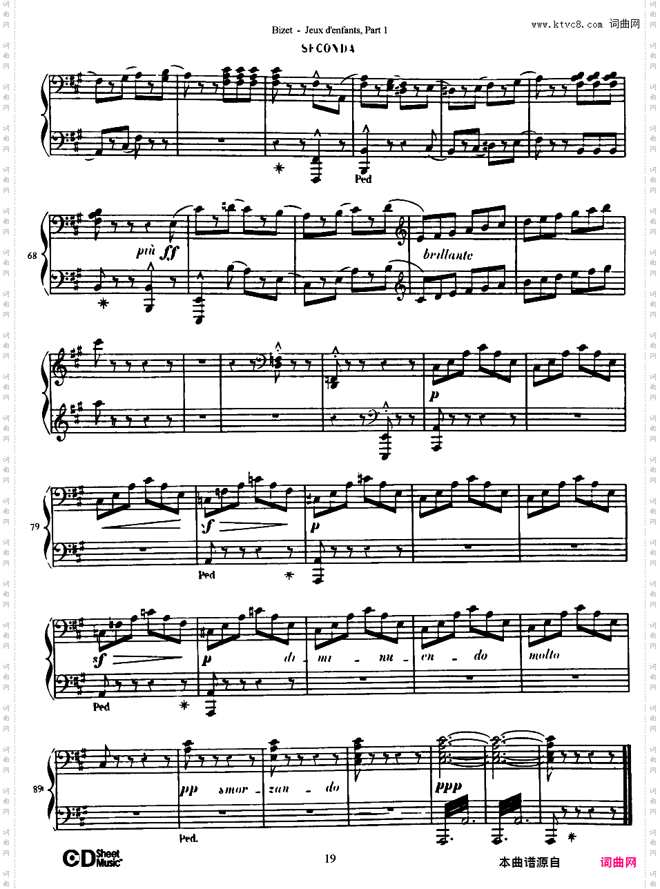 儿童游戏 Jeux d'enfants - 四手联弹Bizet op22 Jeux d'Enfants, part 1 duet