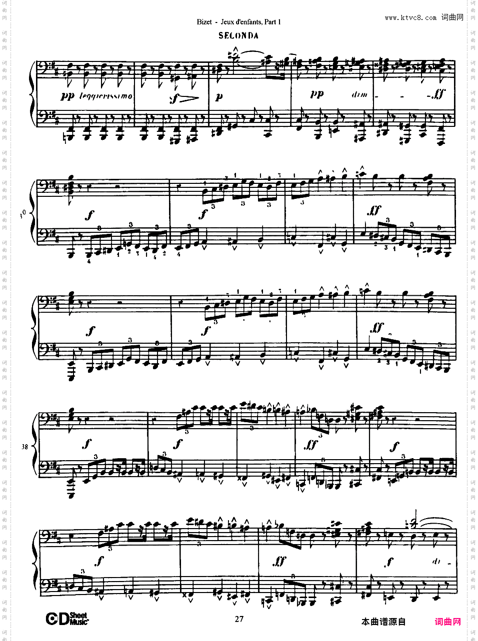 儿童游戏 Jeux d'enfants - 四手联弹Bizet op22 Jeux d'Enfants, part 1 duet