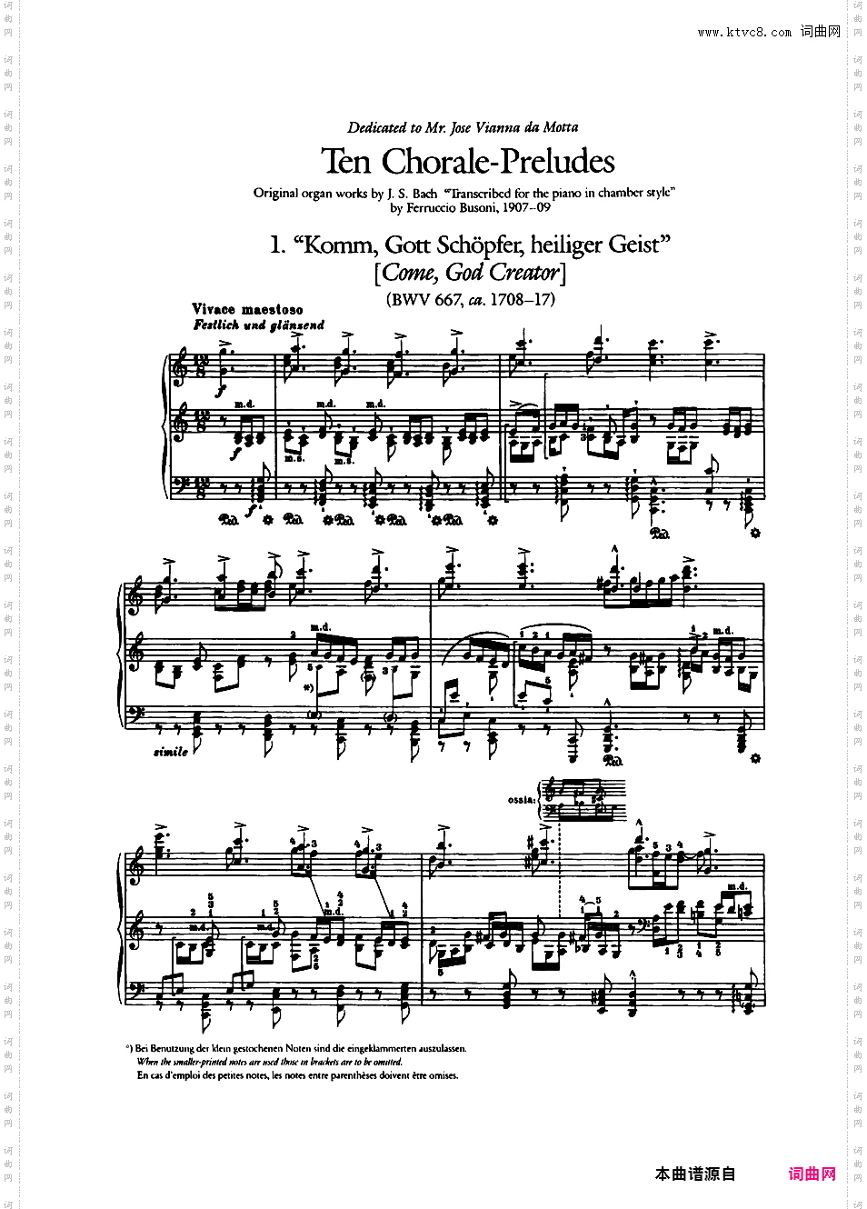 ------改编巴赫作品集------Bach-Busoni Ten Chorale Preludes ed· Dover