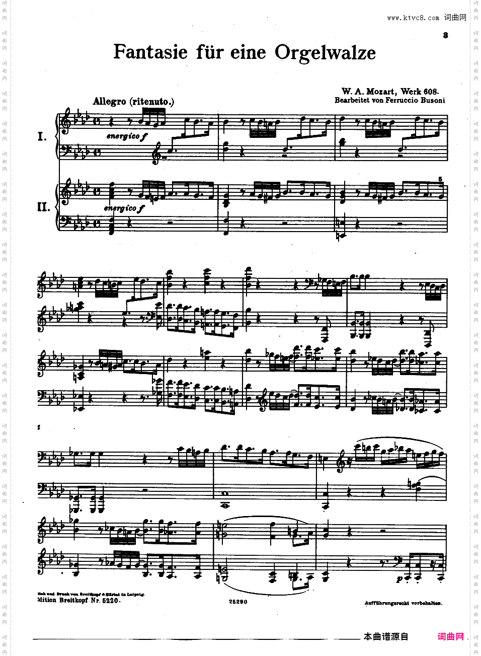 ------改编莫扎特作品集------Mozart-Busoni Fantasy on an Organ Waltz two pianos