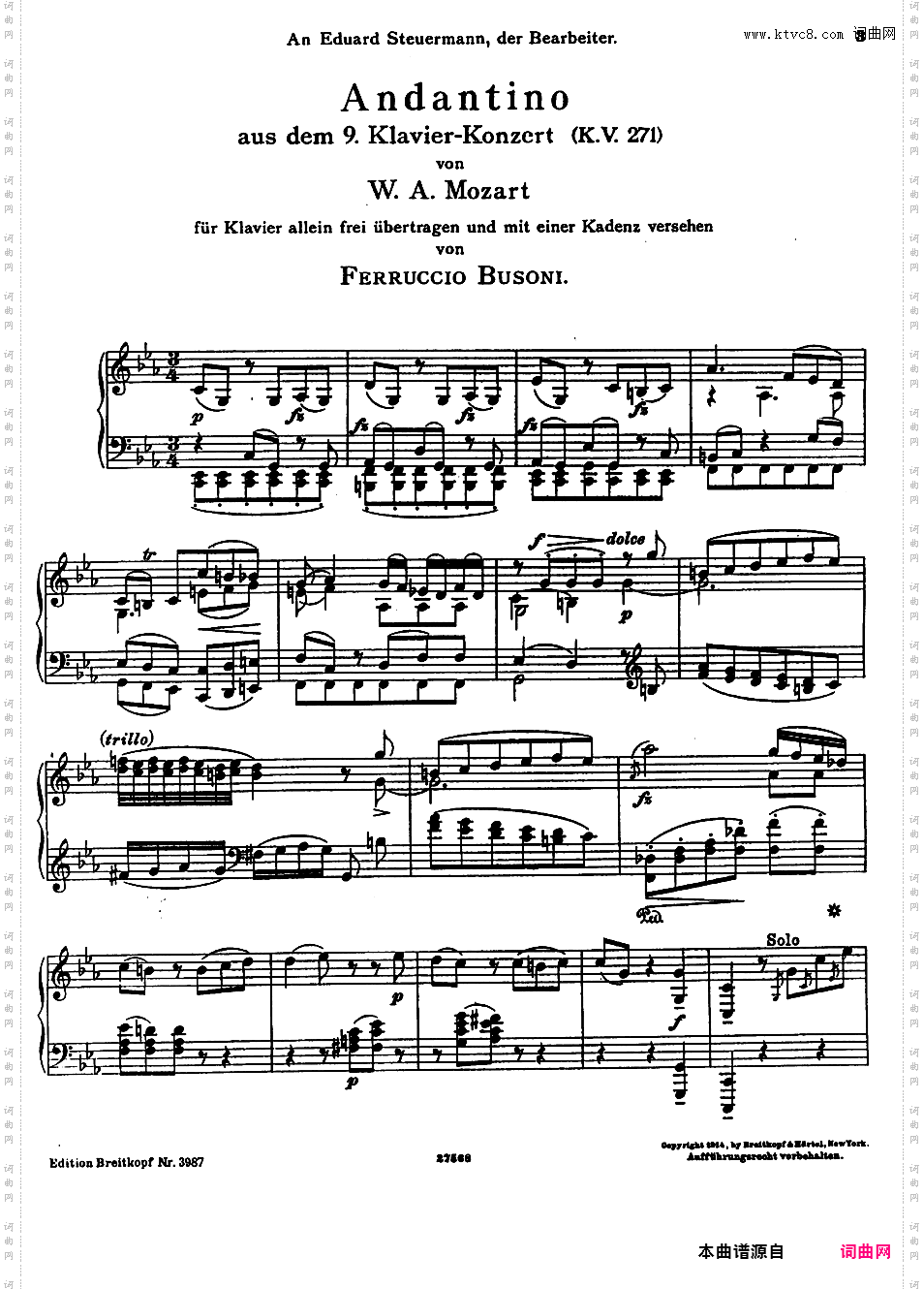 ------改编莫扎特作品集------Mozart-Busoni k271 Andantino