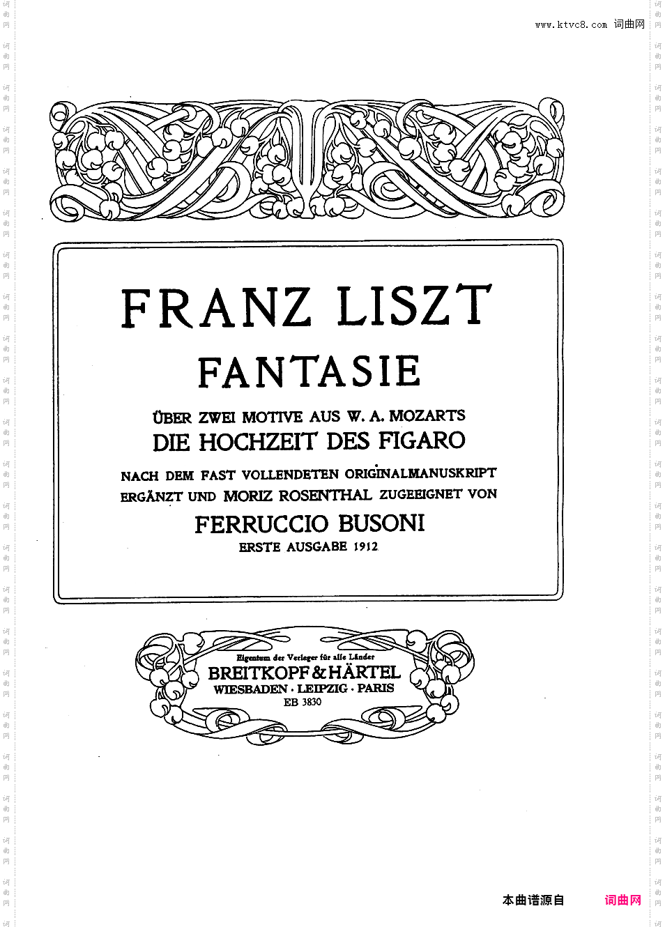 ------改编莫扎特作品集------Mozart-Liszt-Busoni Fantasy on the Marriage of Figaro