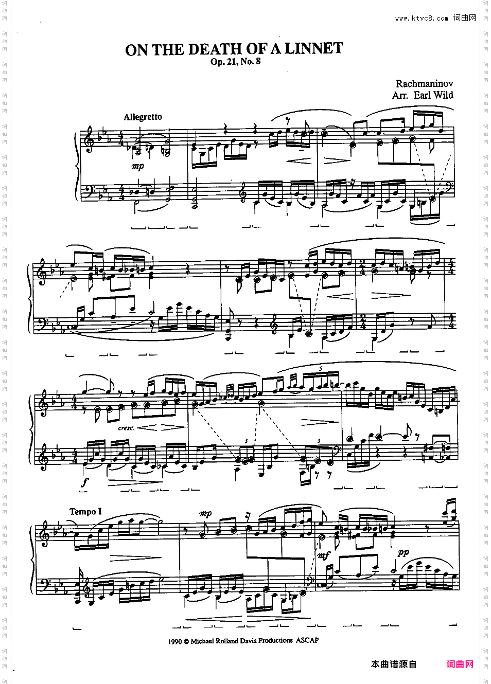 改编拉赫玛尼诺夫作品集wild rachmaninoffwild_rachmaninoff op21 no08-linnet