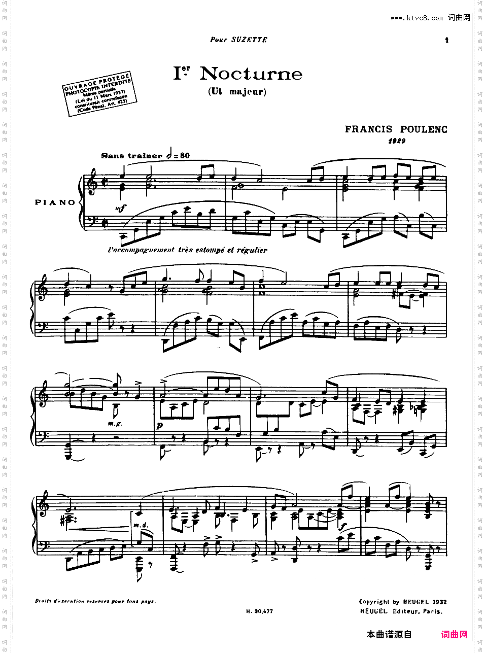 八首夜曲Eight NocturnesPoulenc Nocturne 1