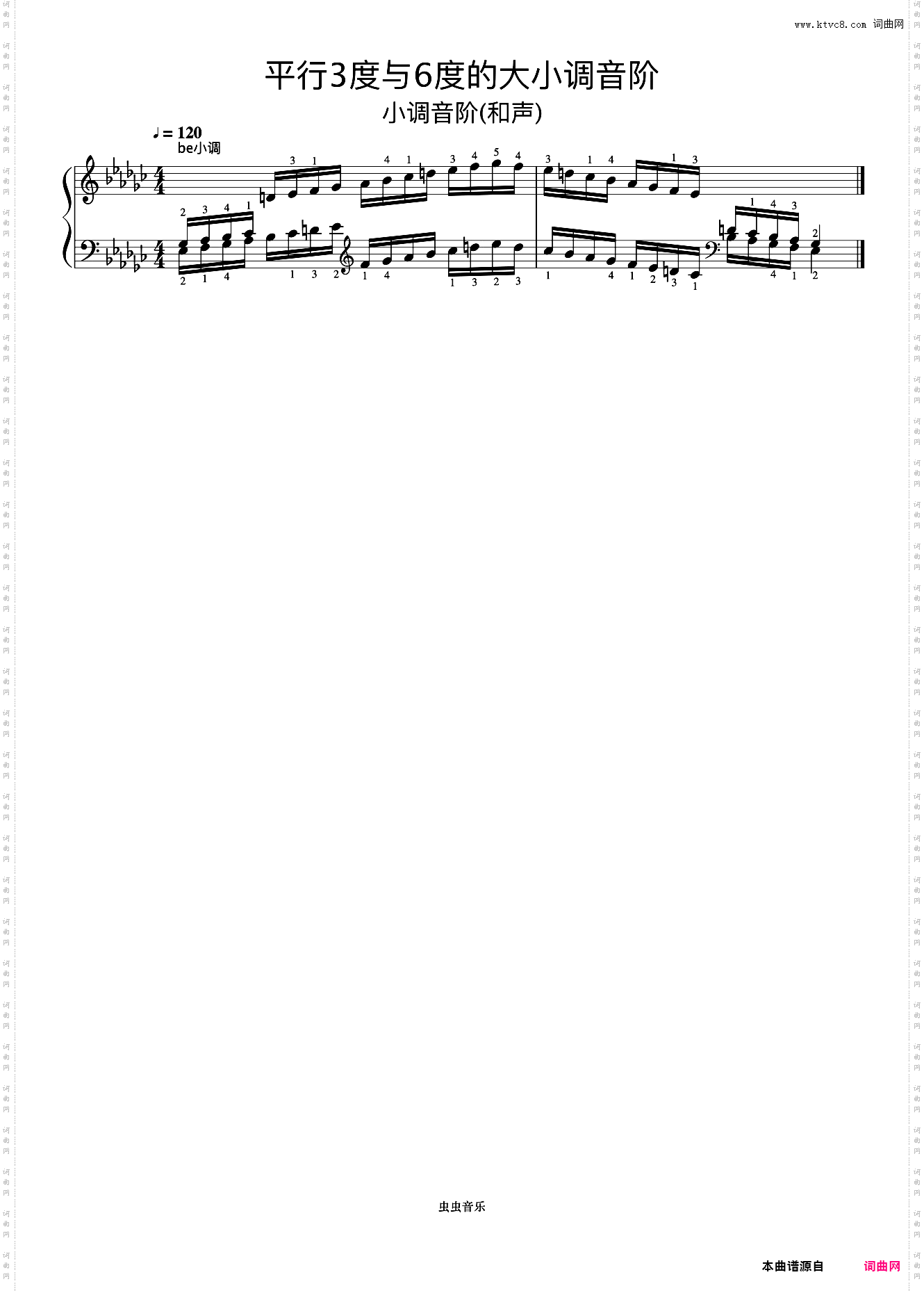 平行3度与6度的大小调音阶21-1《什密特钢琴手指练习》