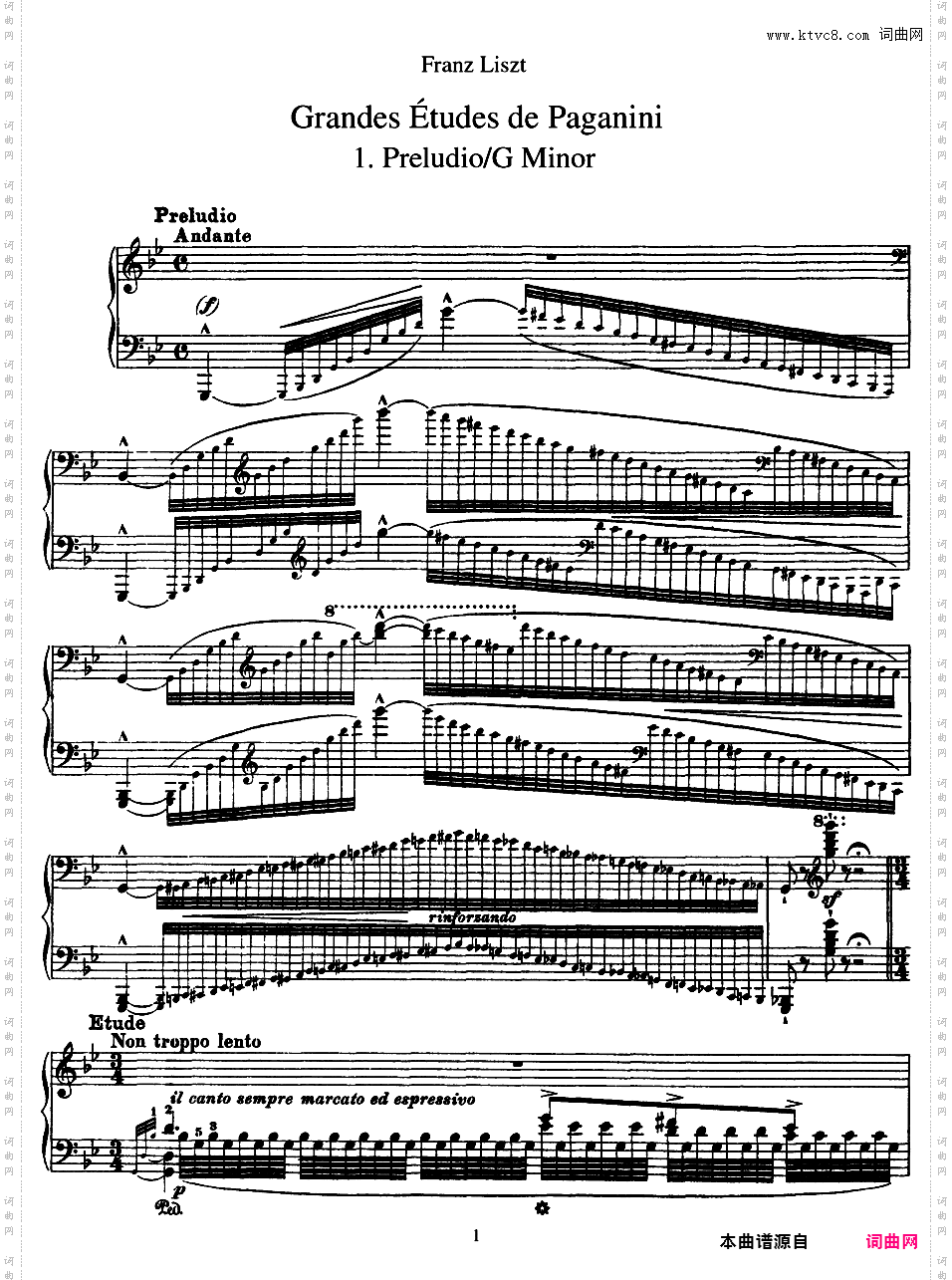 6首帕格尼尼大练习曲 Grands Etudes de Paganini S·141