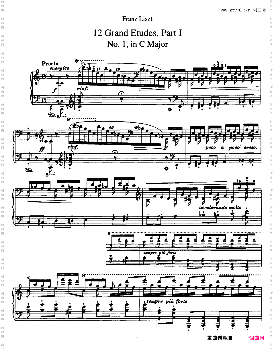 12首超技练习曲 Etudes d'***ution Transcendante S·139Liszt 12 Grand Etudes 第一册