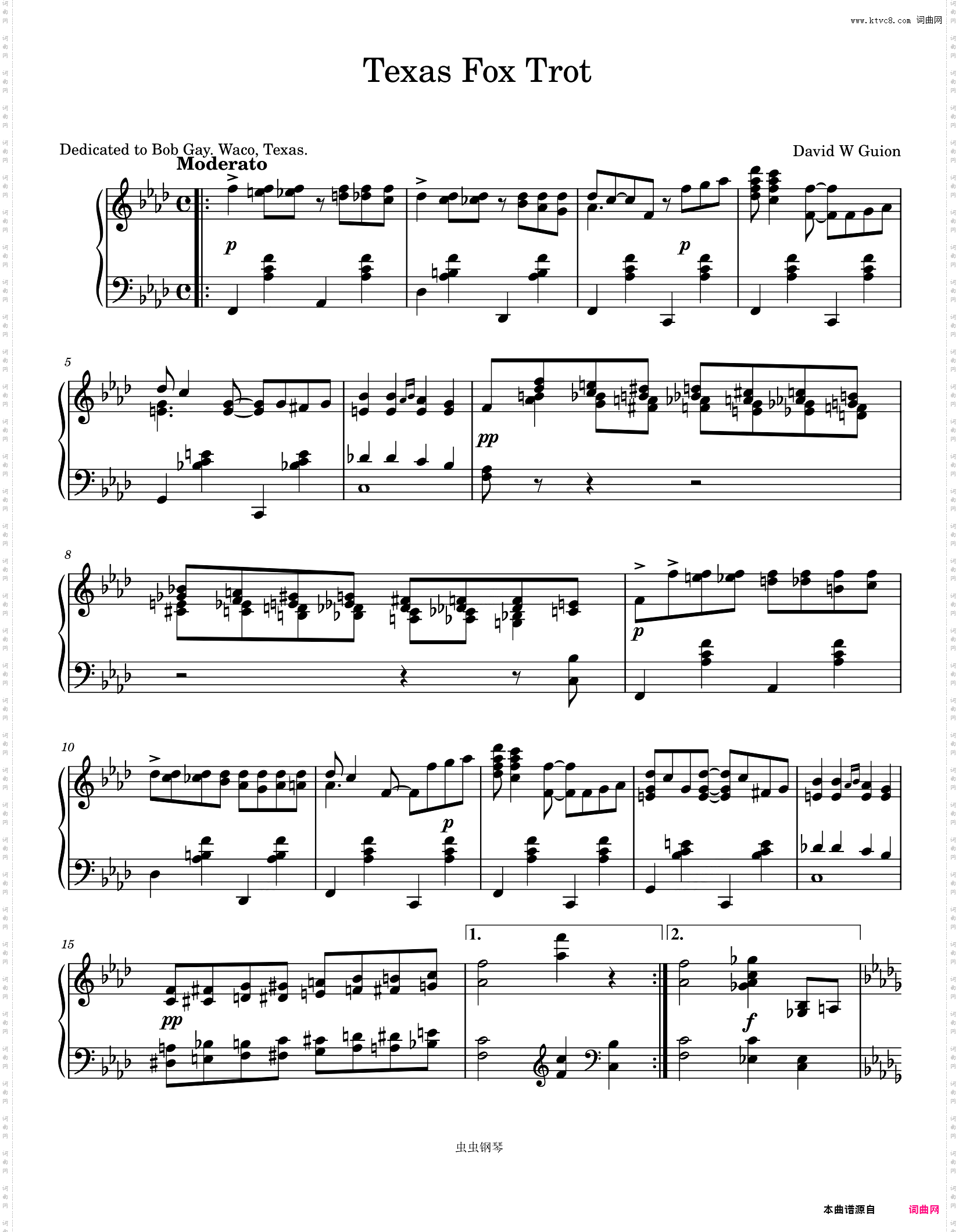 Texas Fox Trot - 1915 Publication