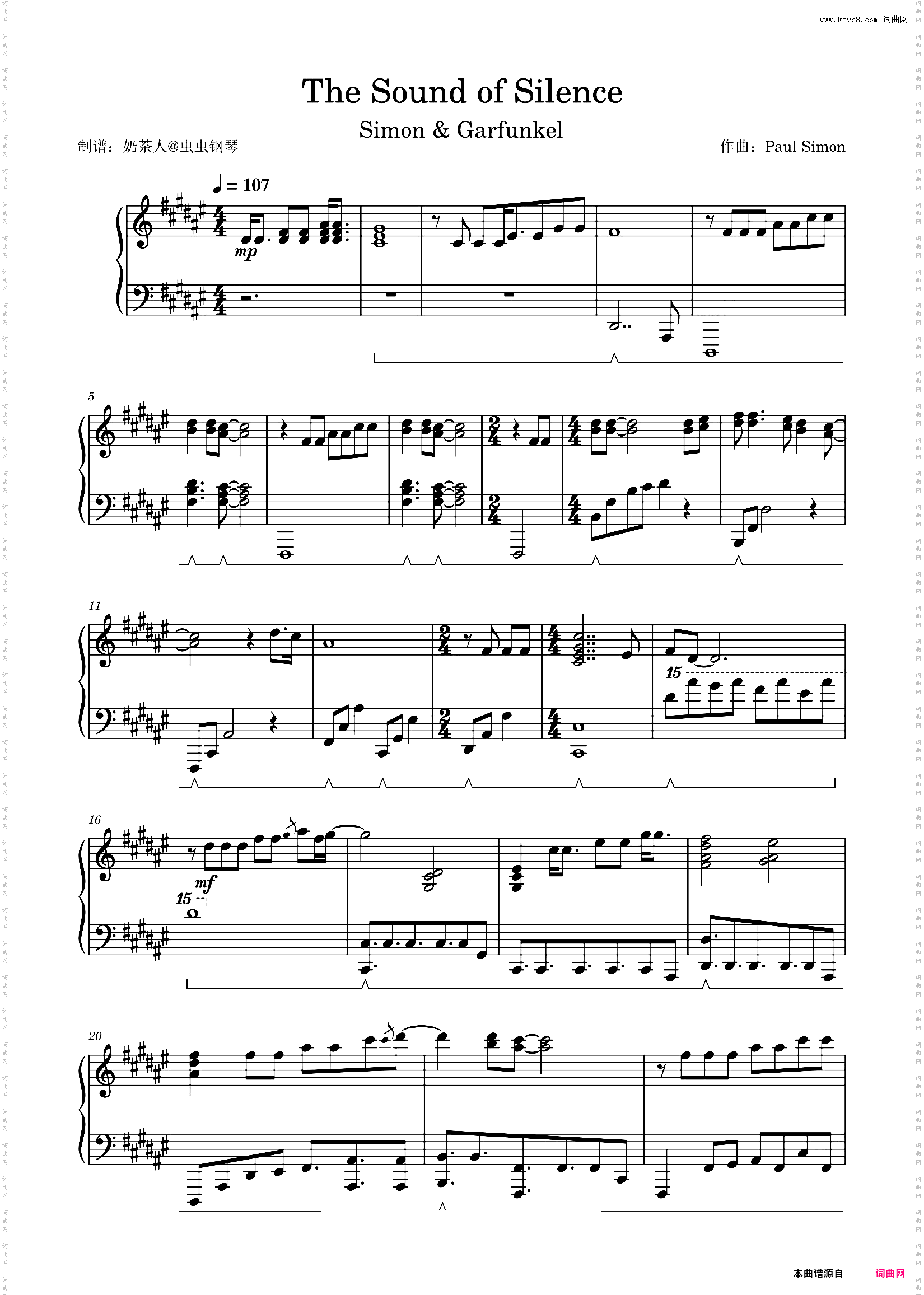 《The Sound of Silence》寂静之声 电影金曲毕业生、激战插曲 原调独奏