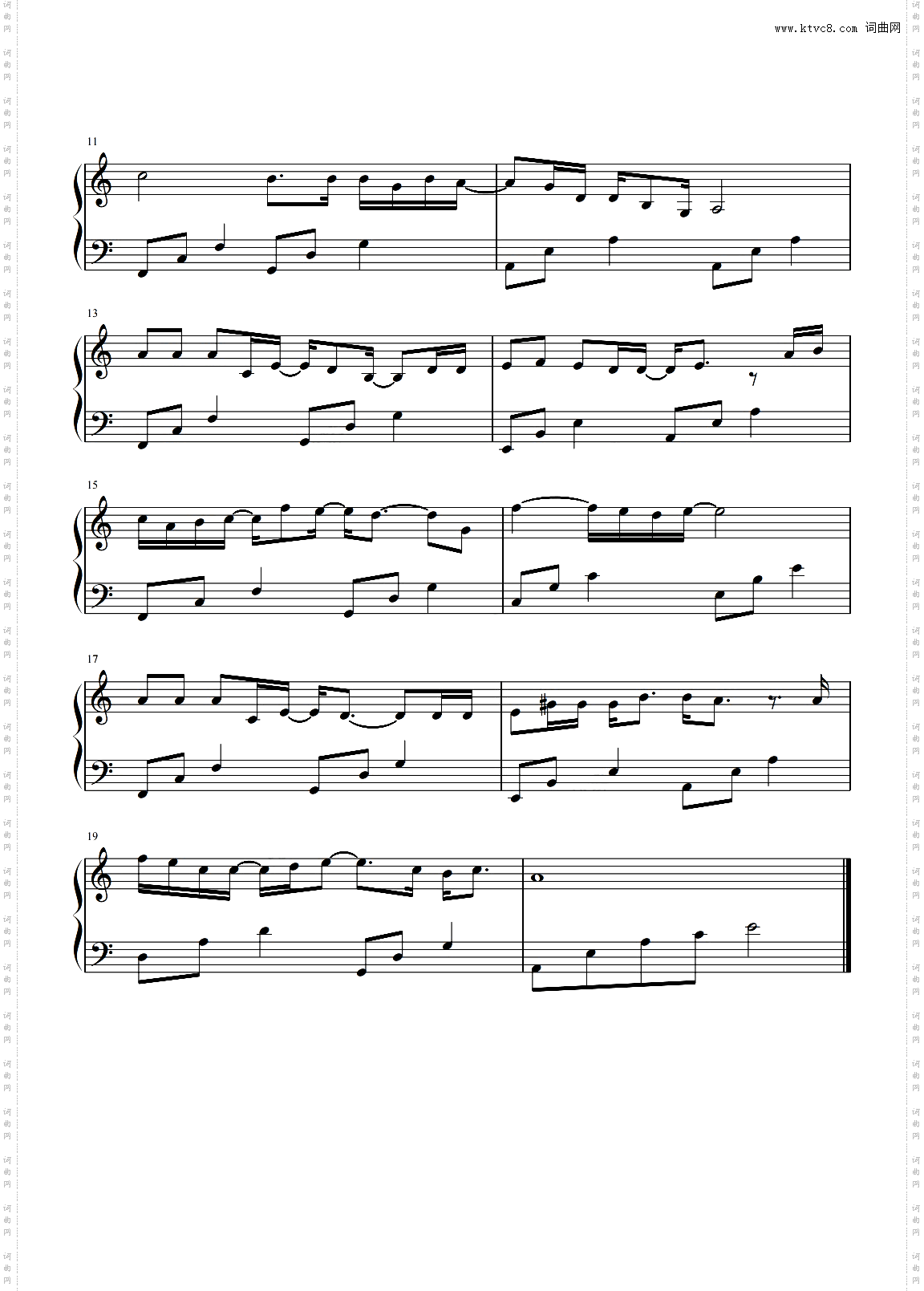 我还记得那天钢琴谱 C调简易版本 沈以诚 苍兰诀