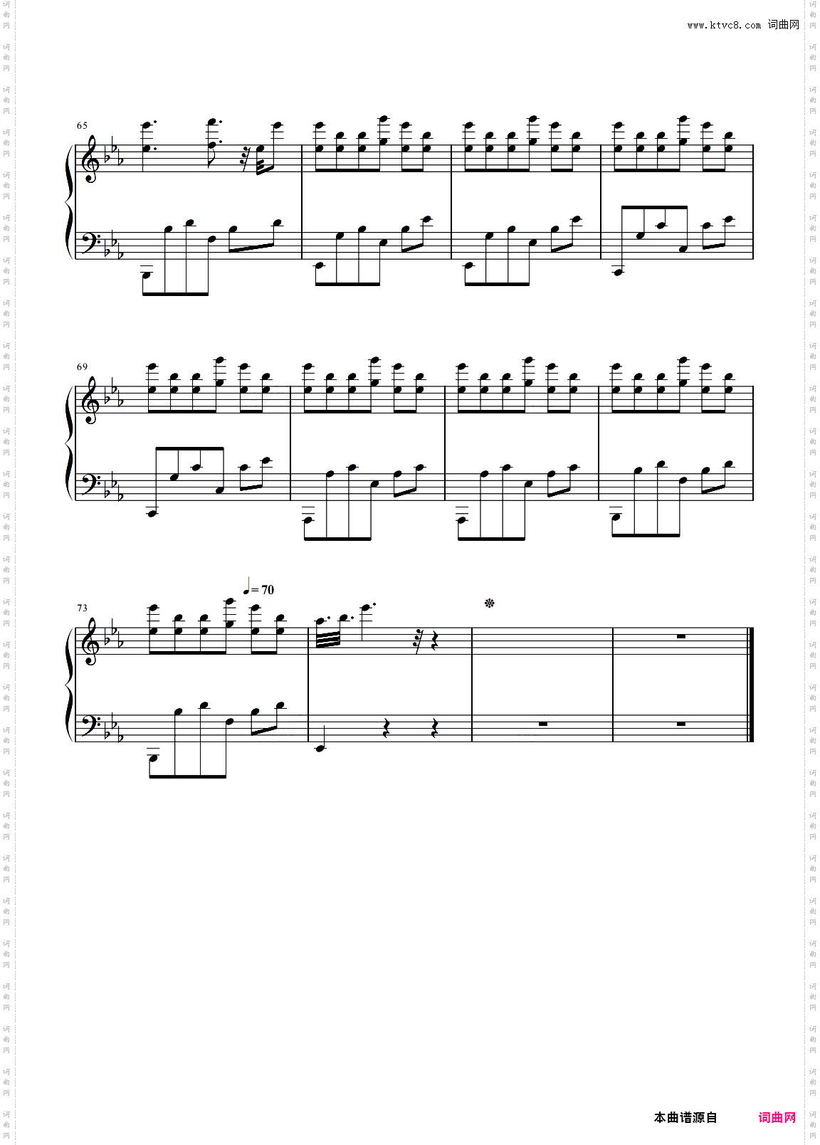 暮光之城插曲 Flightless Bird, American Mouth 原调 简易演奏版