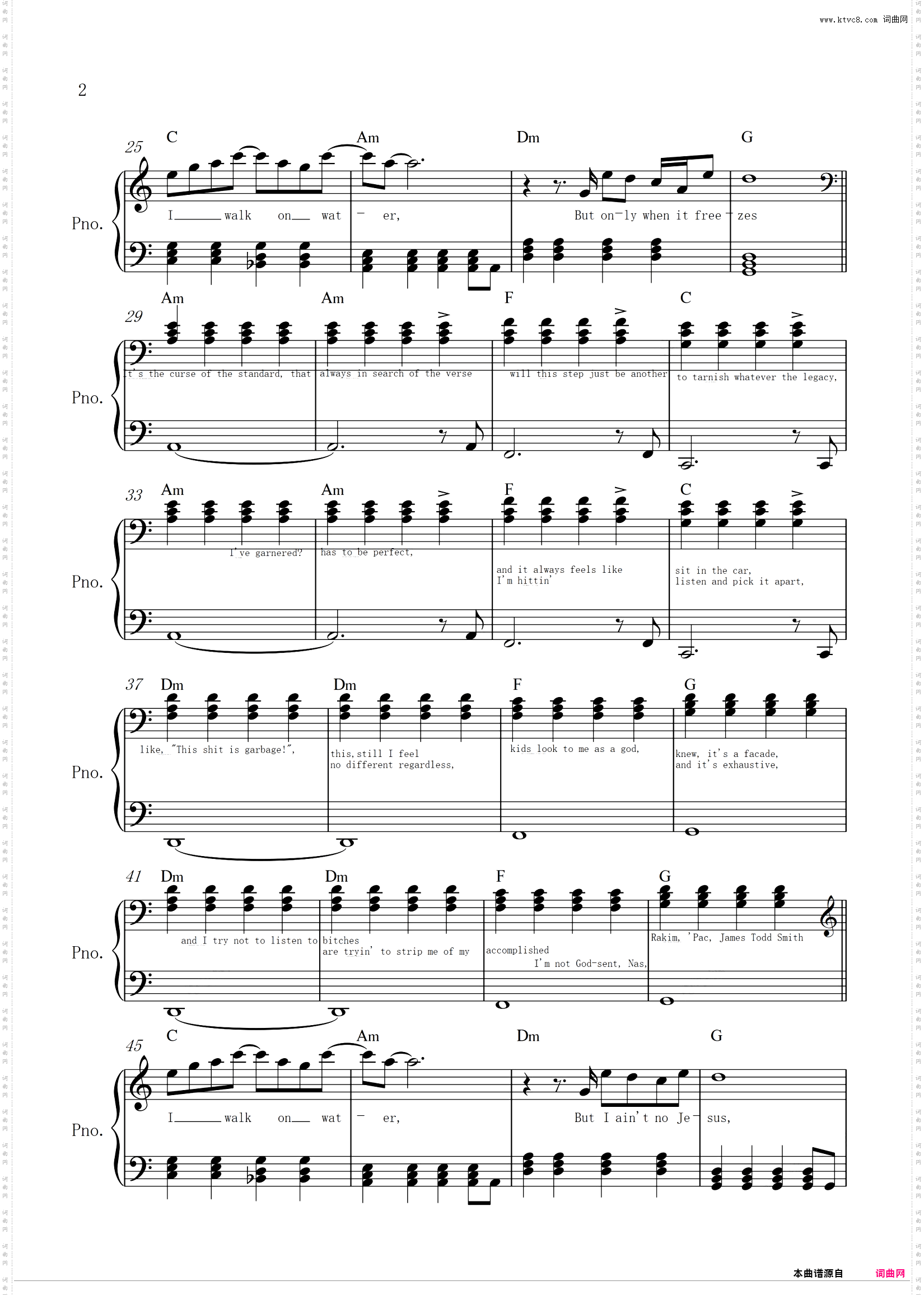 Walk On Water - Eminem/Beyoncé 完美还原带歌词