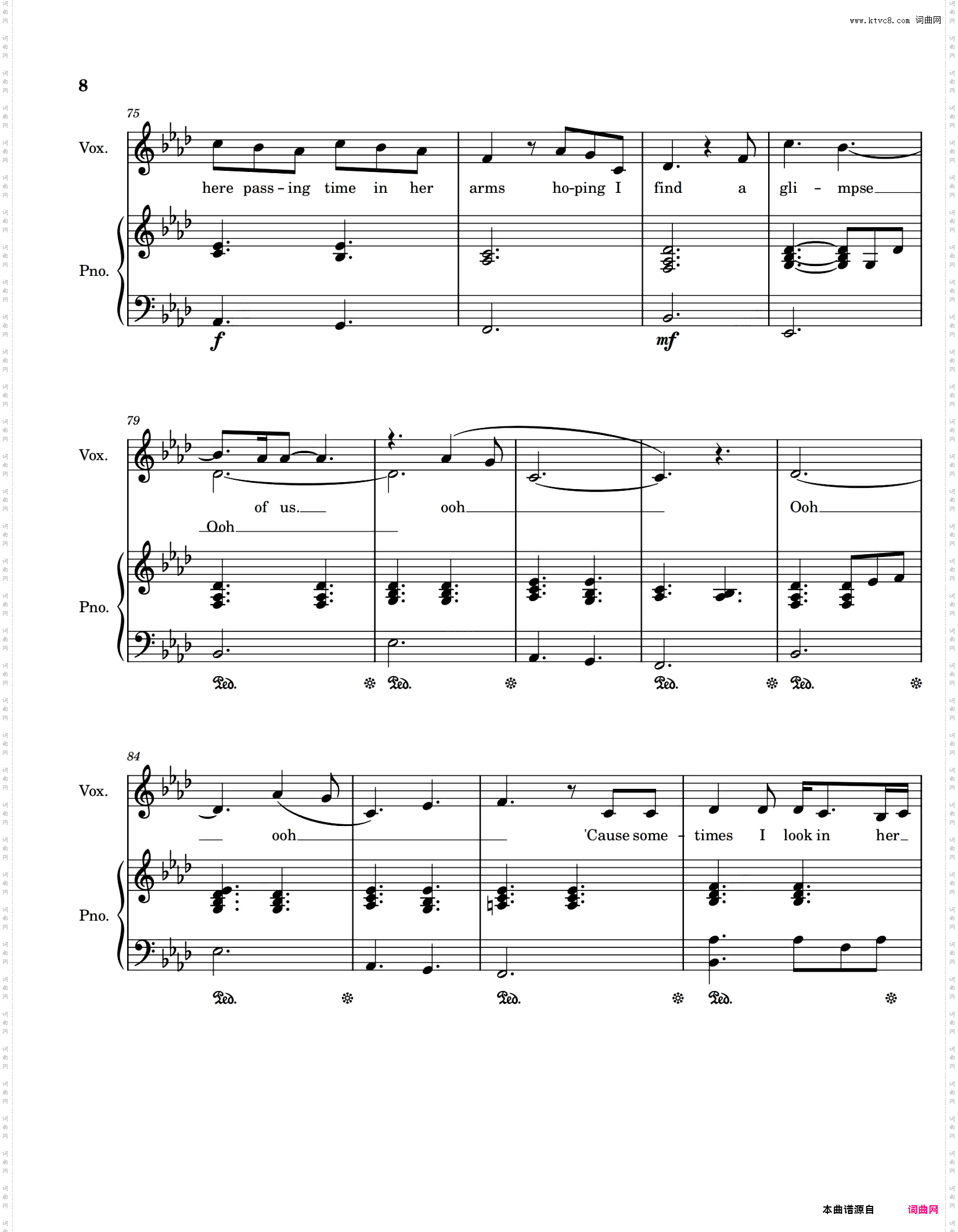 Glimpse of Us 伴奏弹唱版钢琴谱 Joji 带歌词踏板