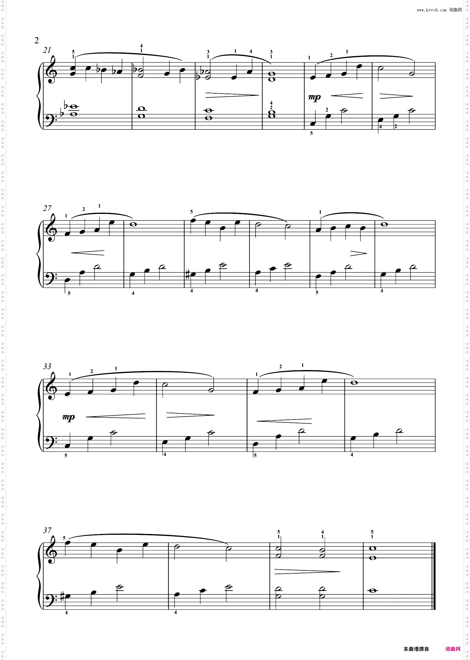 初级钢琴曲 你的微笑