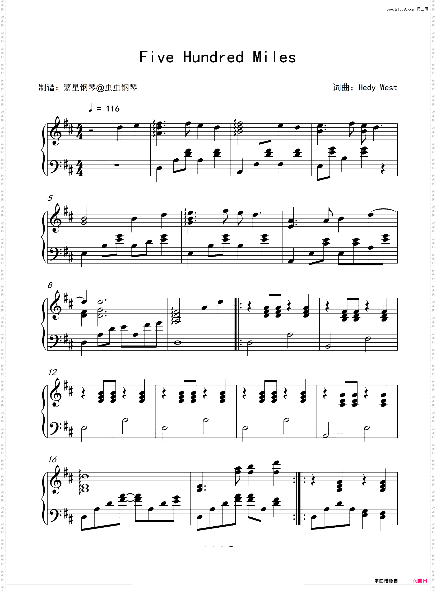 Five Hundred Miles五百英里
