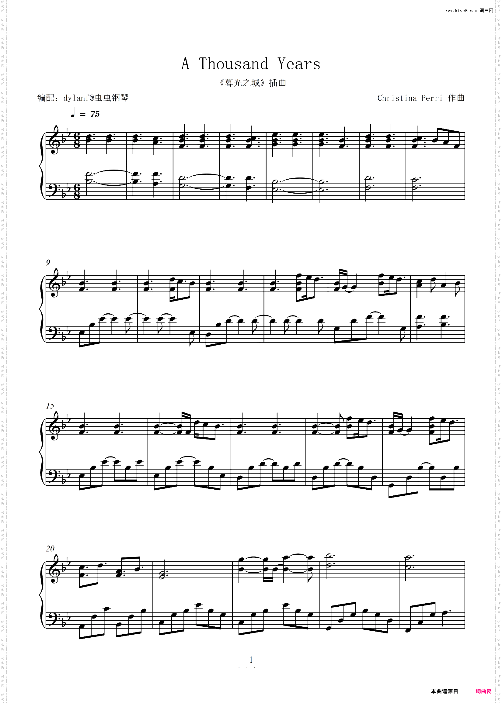 A Thousand Years《暮光之城》插曲 主题曲 Christina Perri 一千年