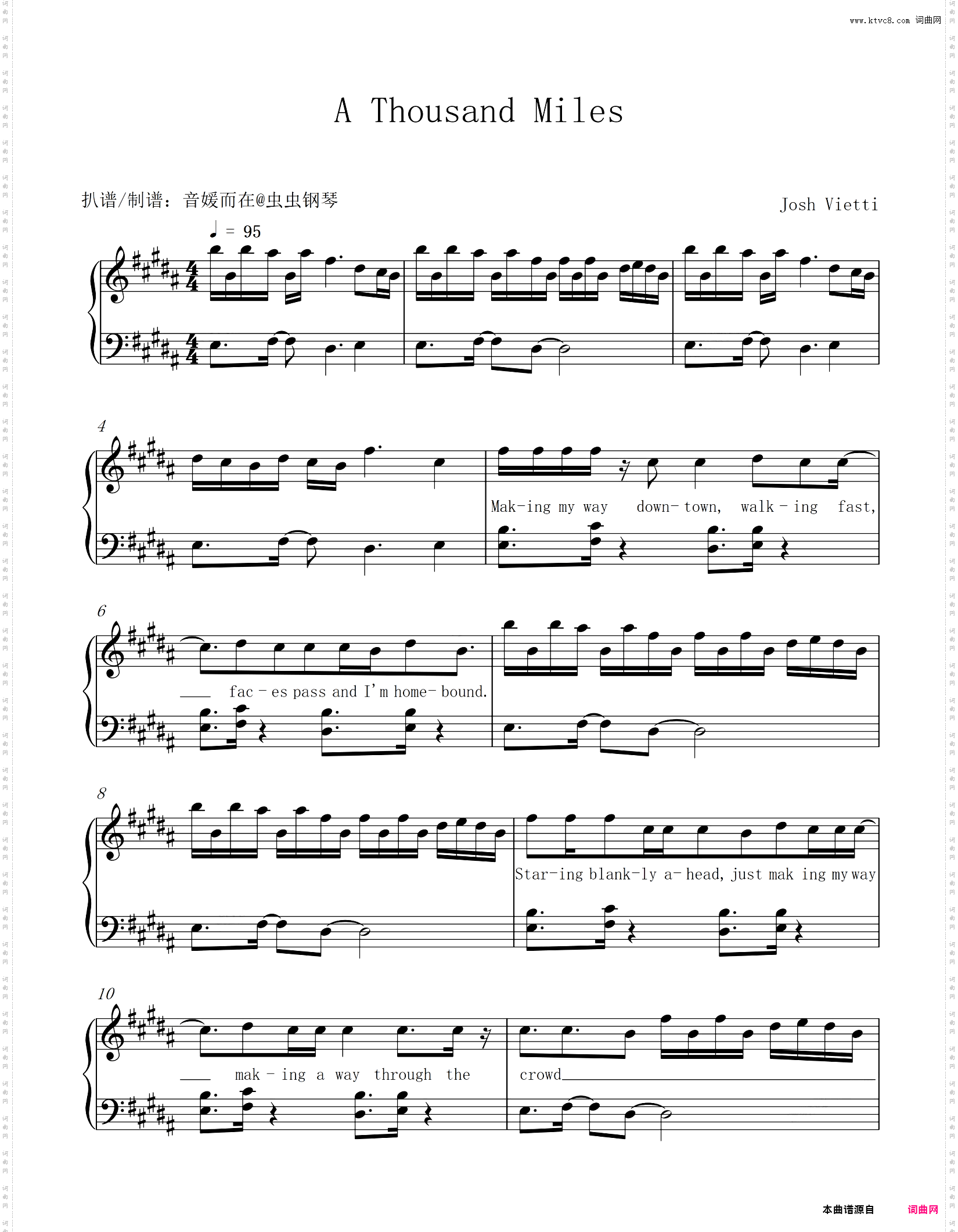 曾火爆全网的《A Thousand Miles》【原调附歌词】