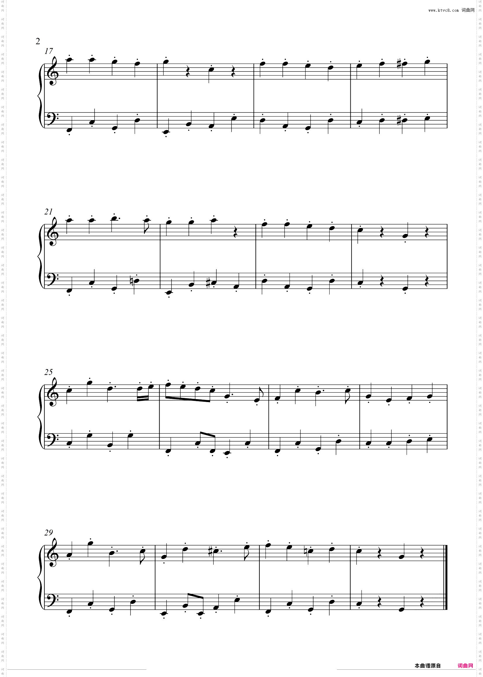 初级钢琴曲——皇家萌卫—C调断奏练习