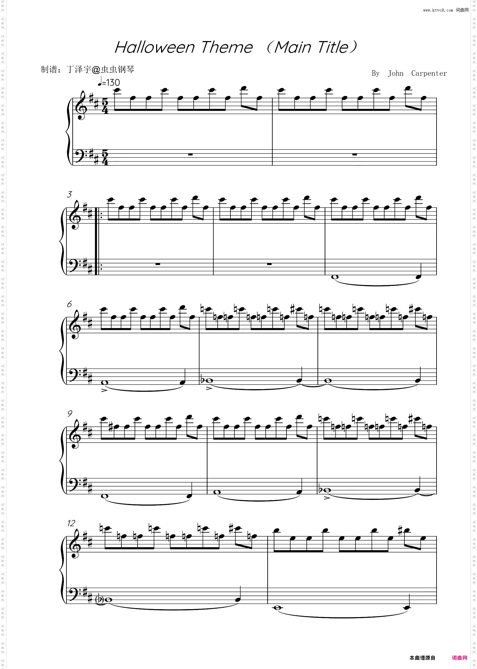 Halloween Theme_钢琴原版