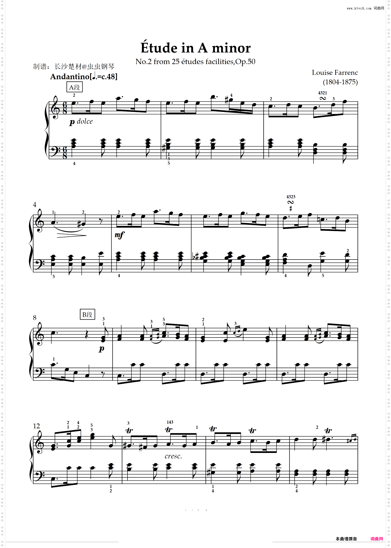 étude in A minor-No·2 from 25 études facilities,Op·50