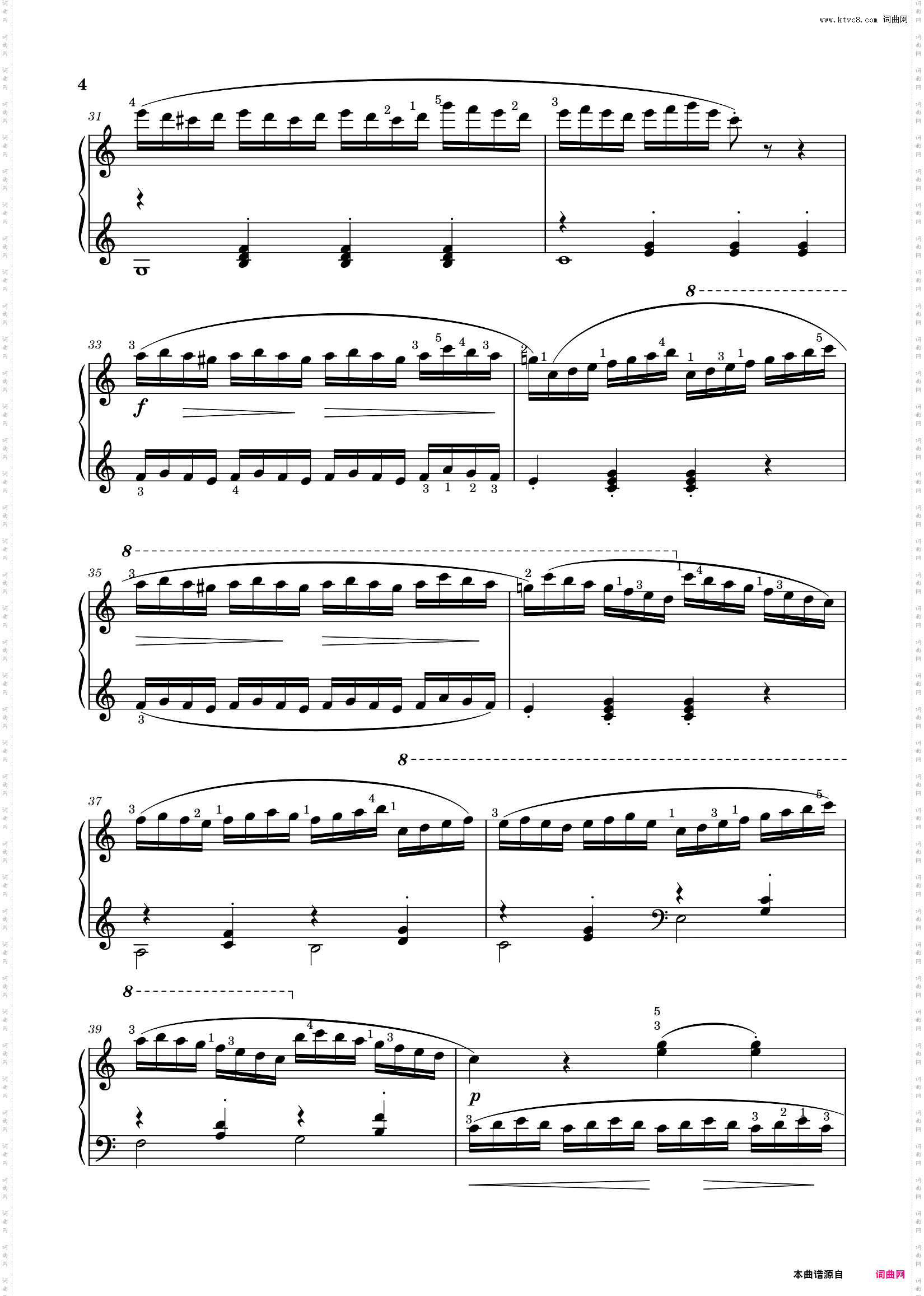 车尔尼Op·748_No·8带指法