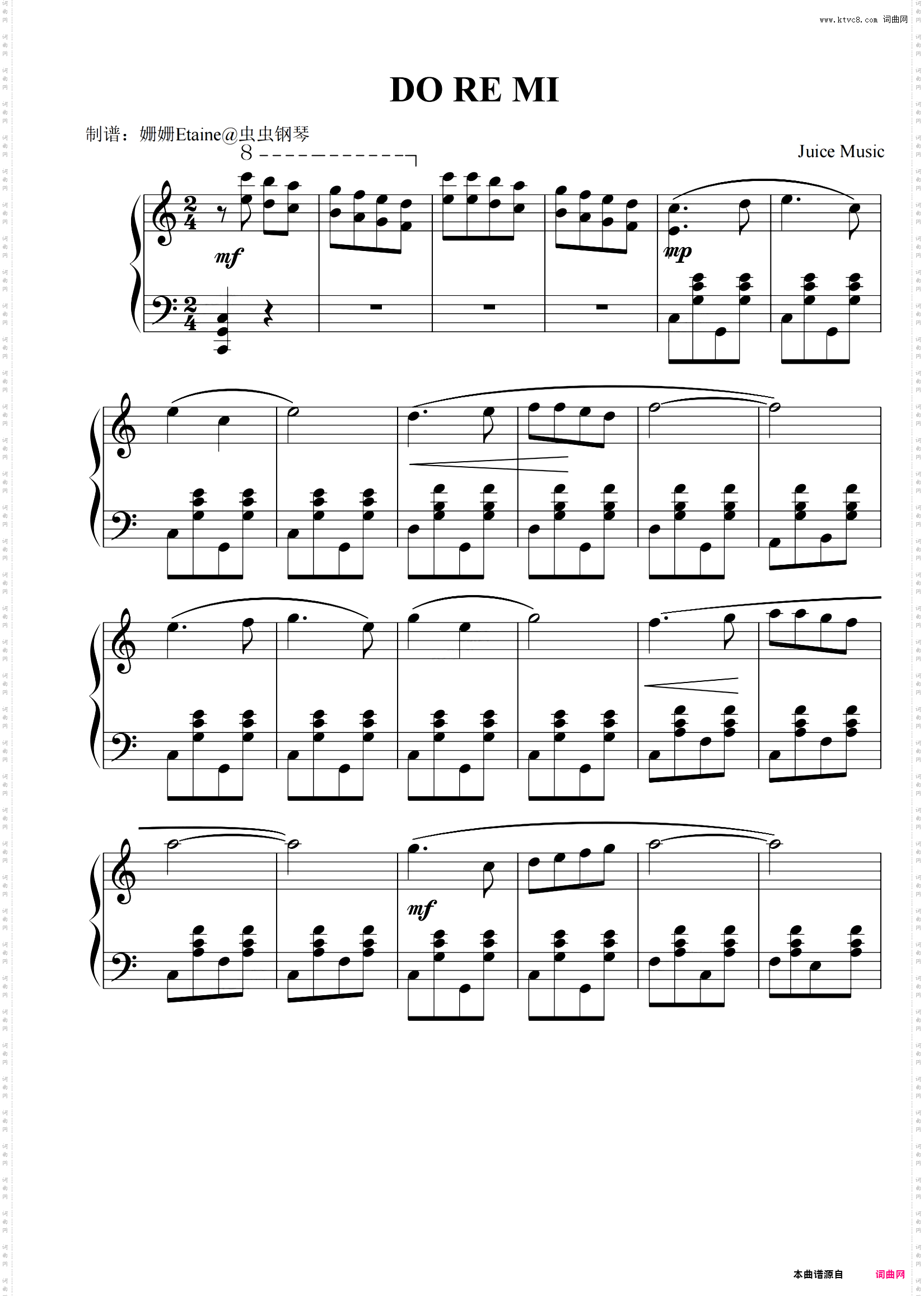 do re mi 简易版 钢琴谱