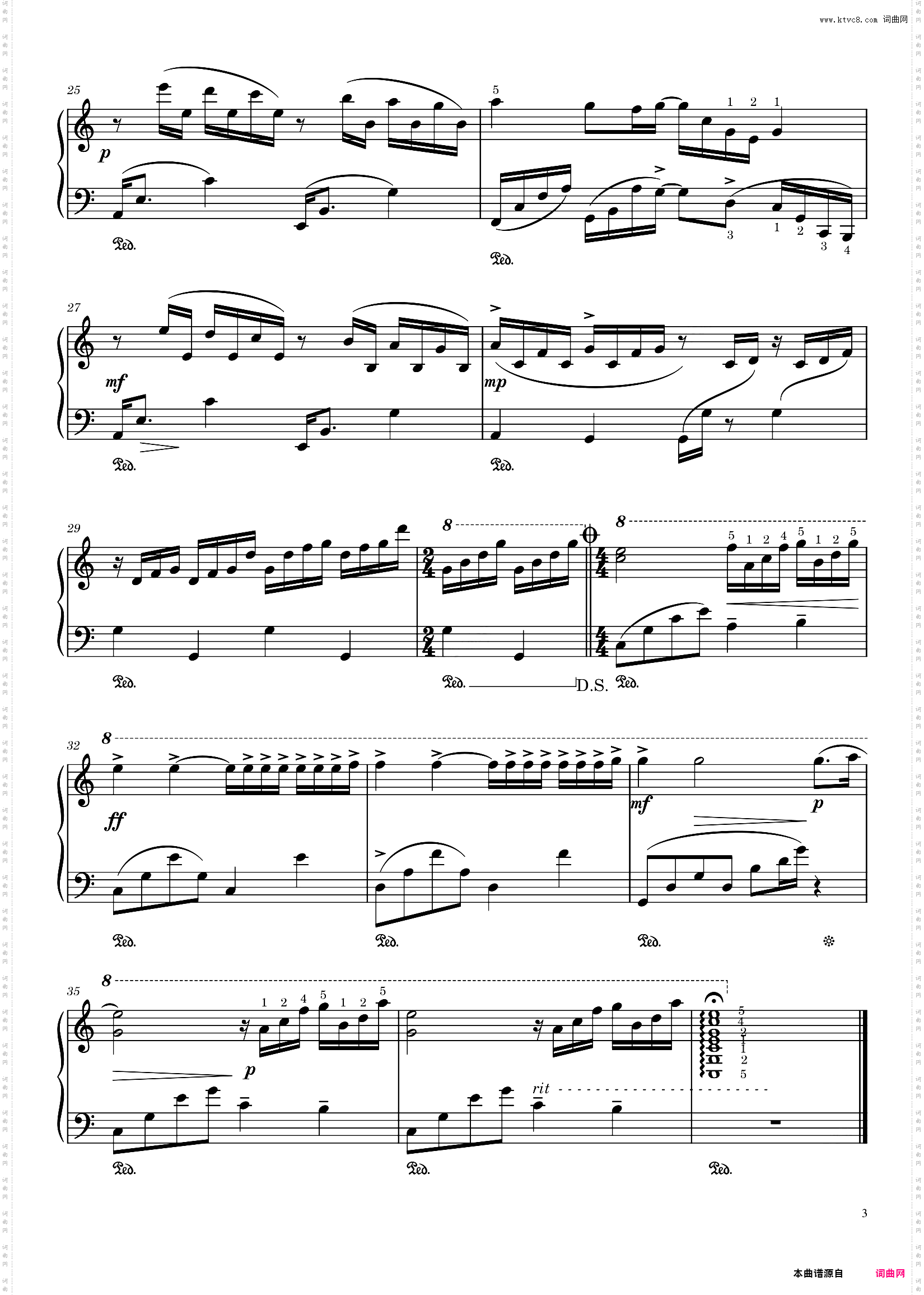 水边的阿狄丽娜_钢琴C调简易版理查德克莱德曼演奏