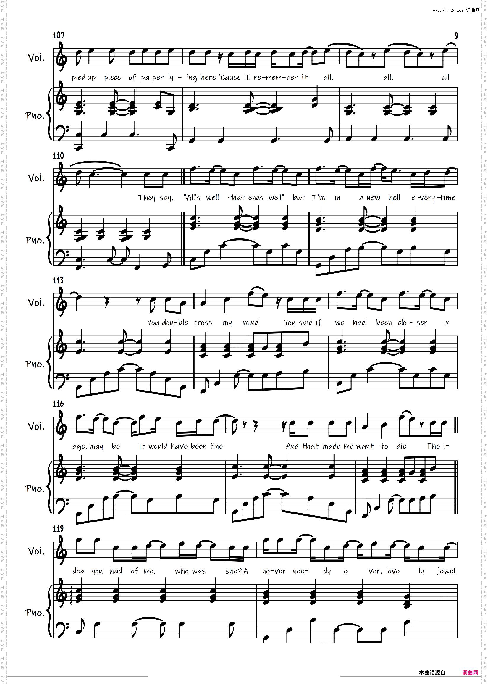 弹唱谱附歌词《All Too Well 10 Min》Taylor Swift「一撇撇耶」