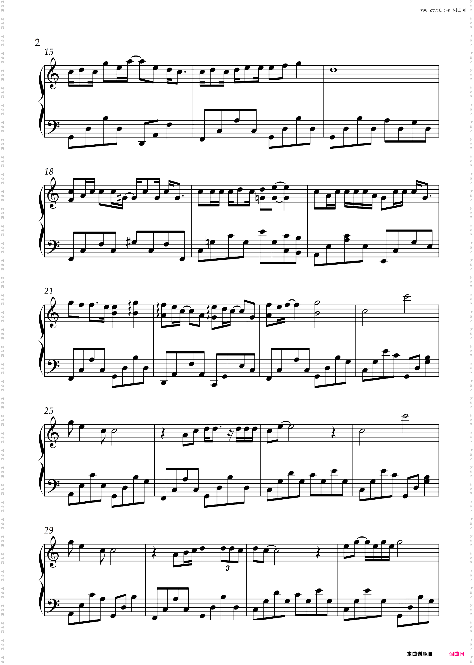 爱吧定律_钢琴原调C调 电视剧《爱的二八定律》插曲