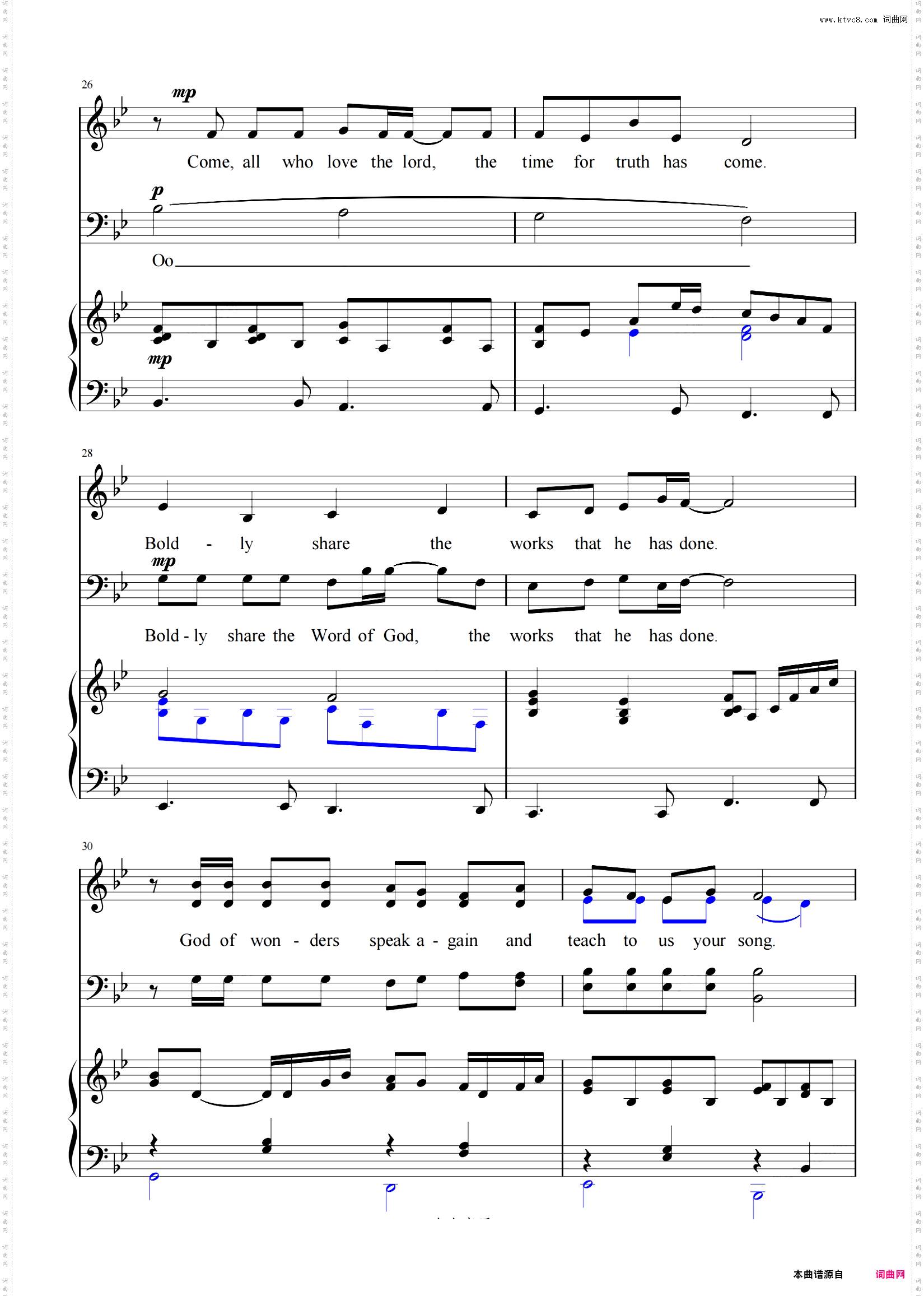 《Lord, Lead Us On》 Bb调-C调-D调 合唱谱