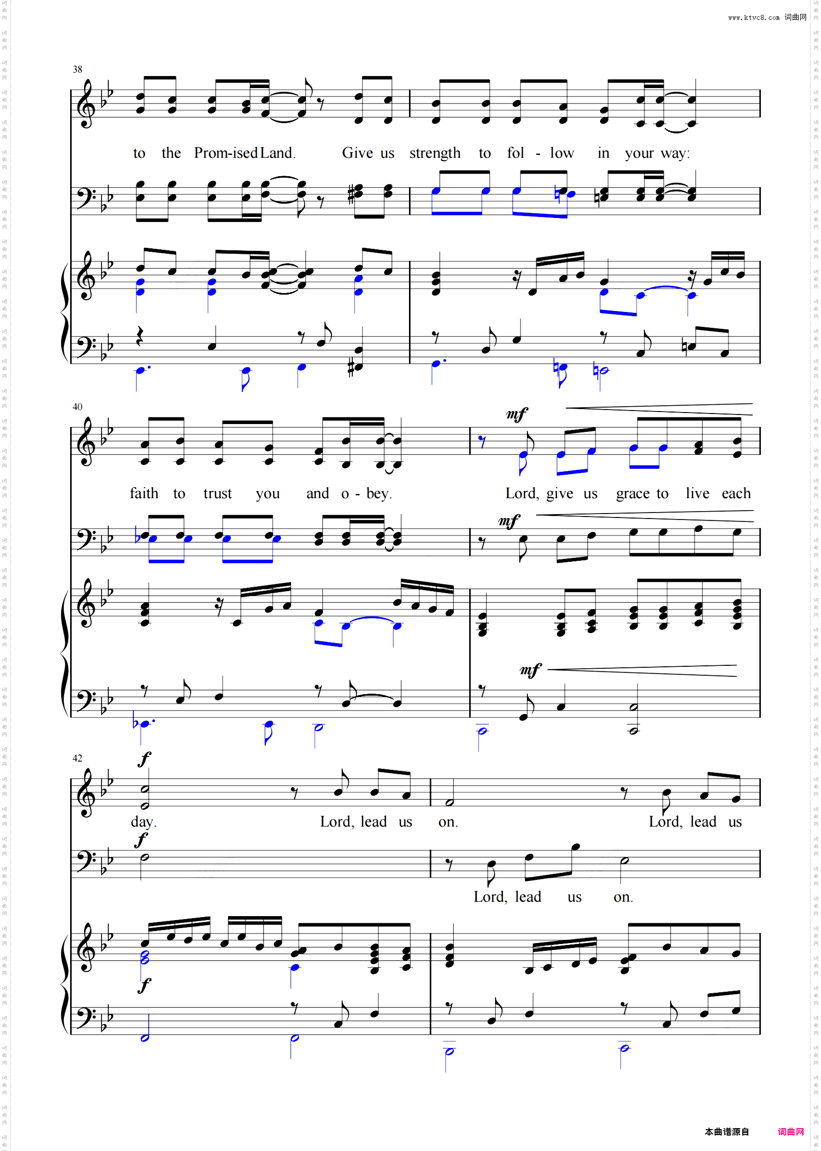 《Lord, Lead Us On》 Bb调-C调-D调 合唱谱