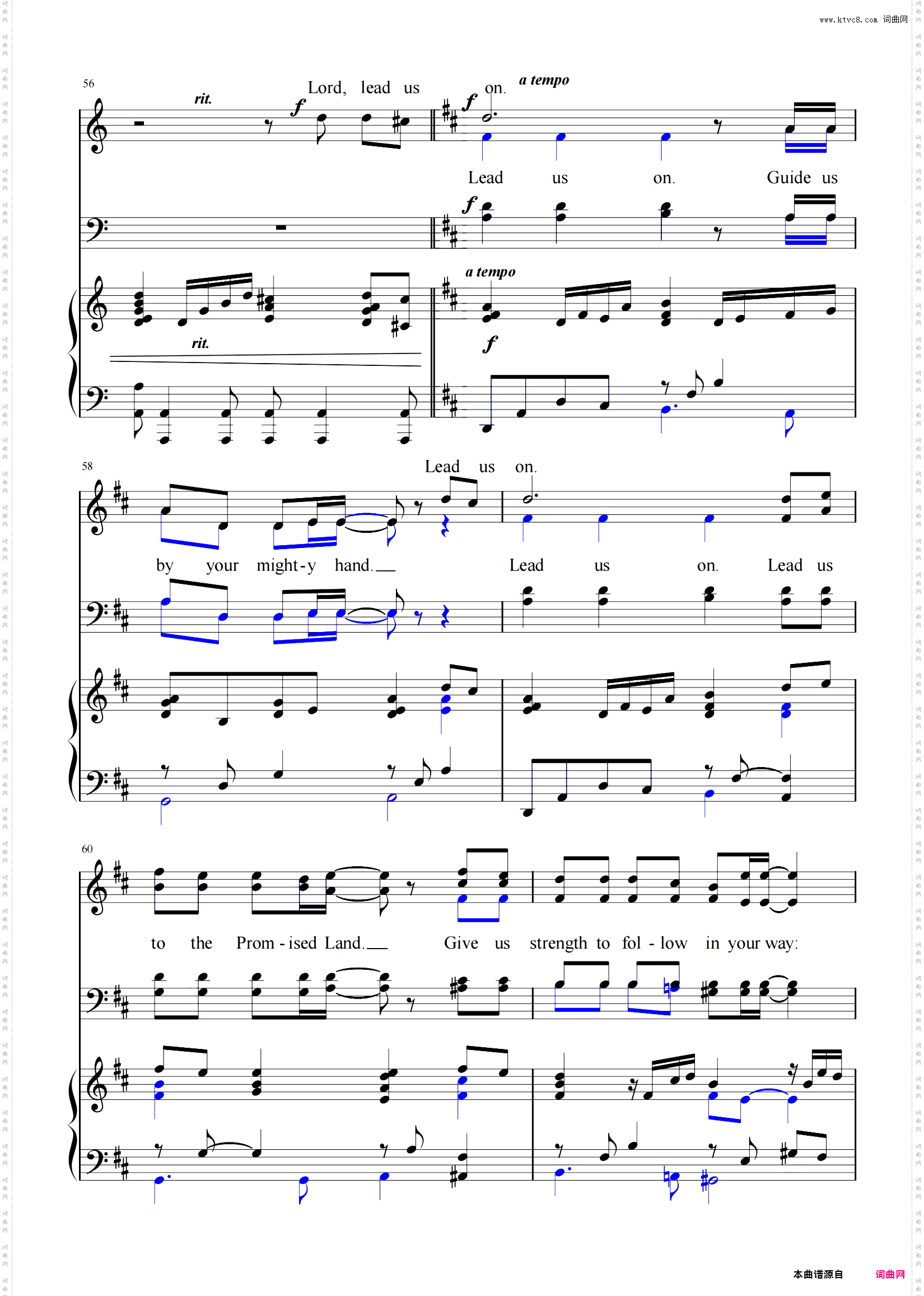《Lord, Lead Us On》 Bb调-C调-D调 合唱谱