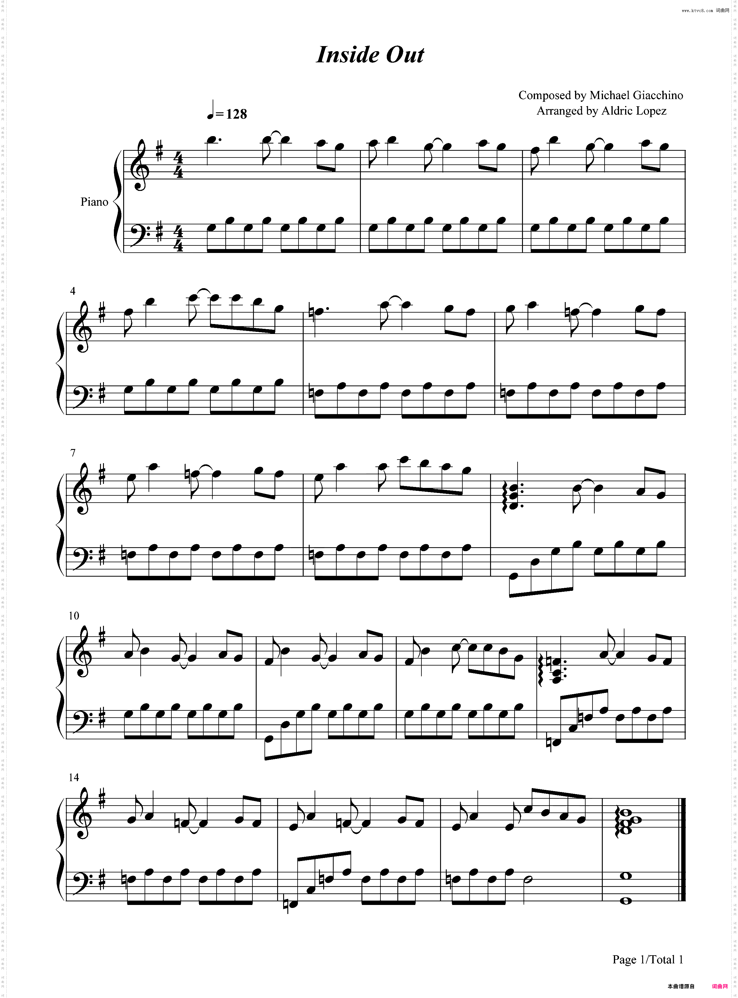 头脑特工队主题曲-Inside Out Main Theme-简单版-迪士尼