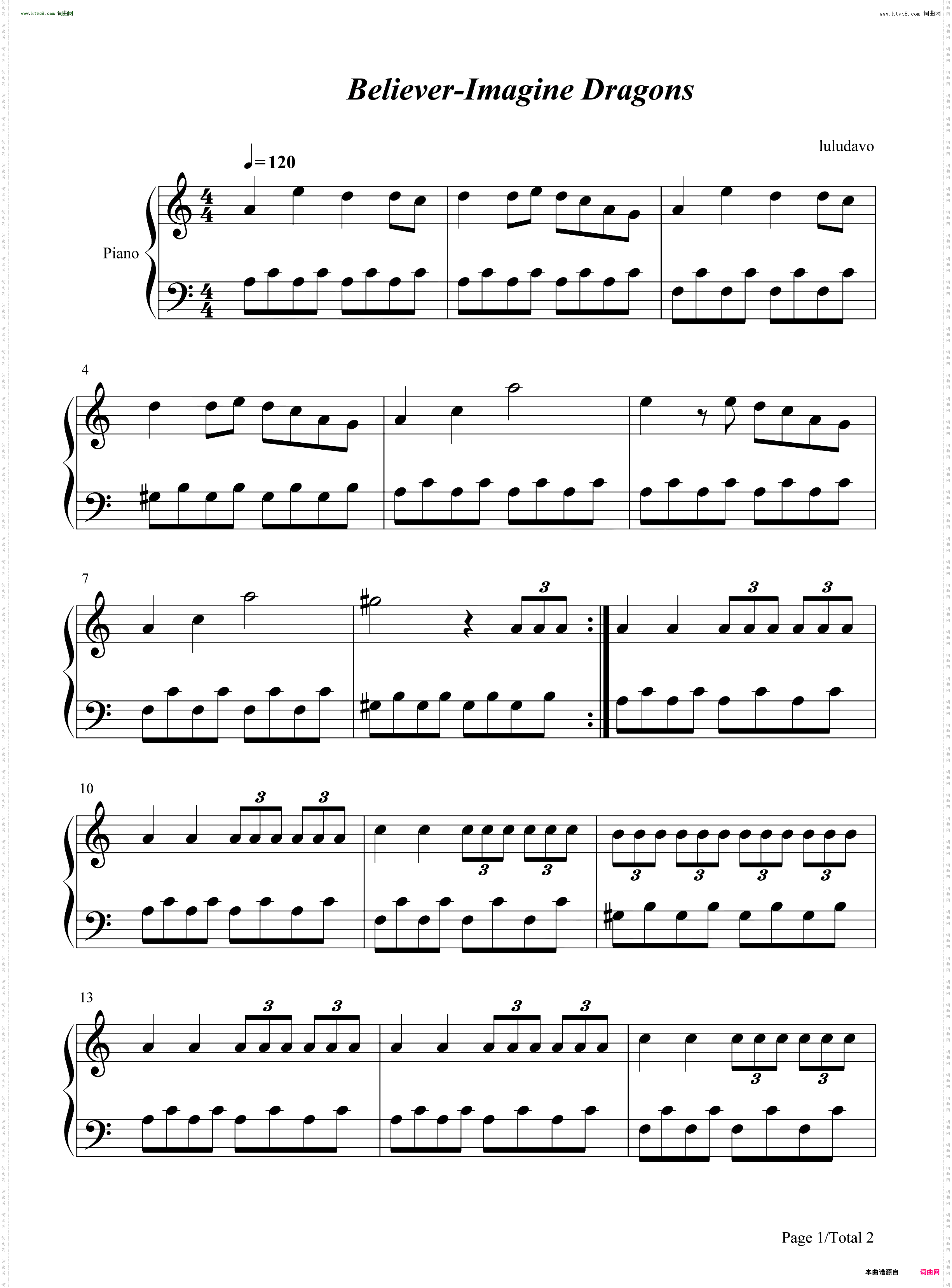 Believer_C调简单版