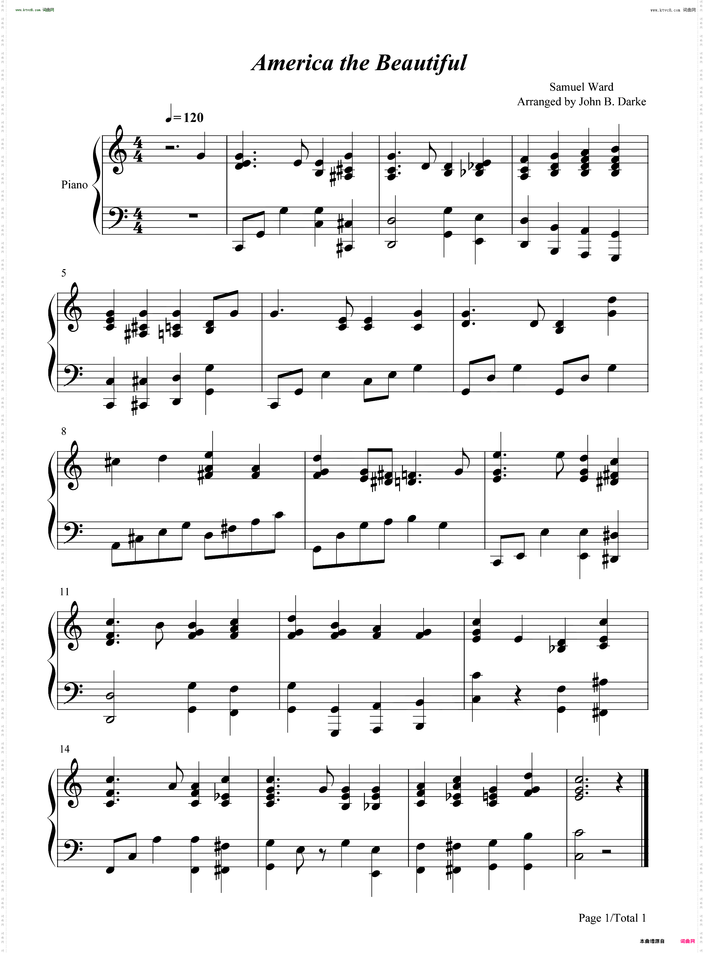 美丽的阿美利加 America the Beautiful_简单版