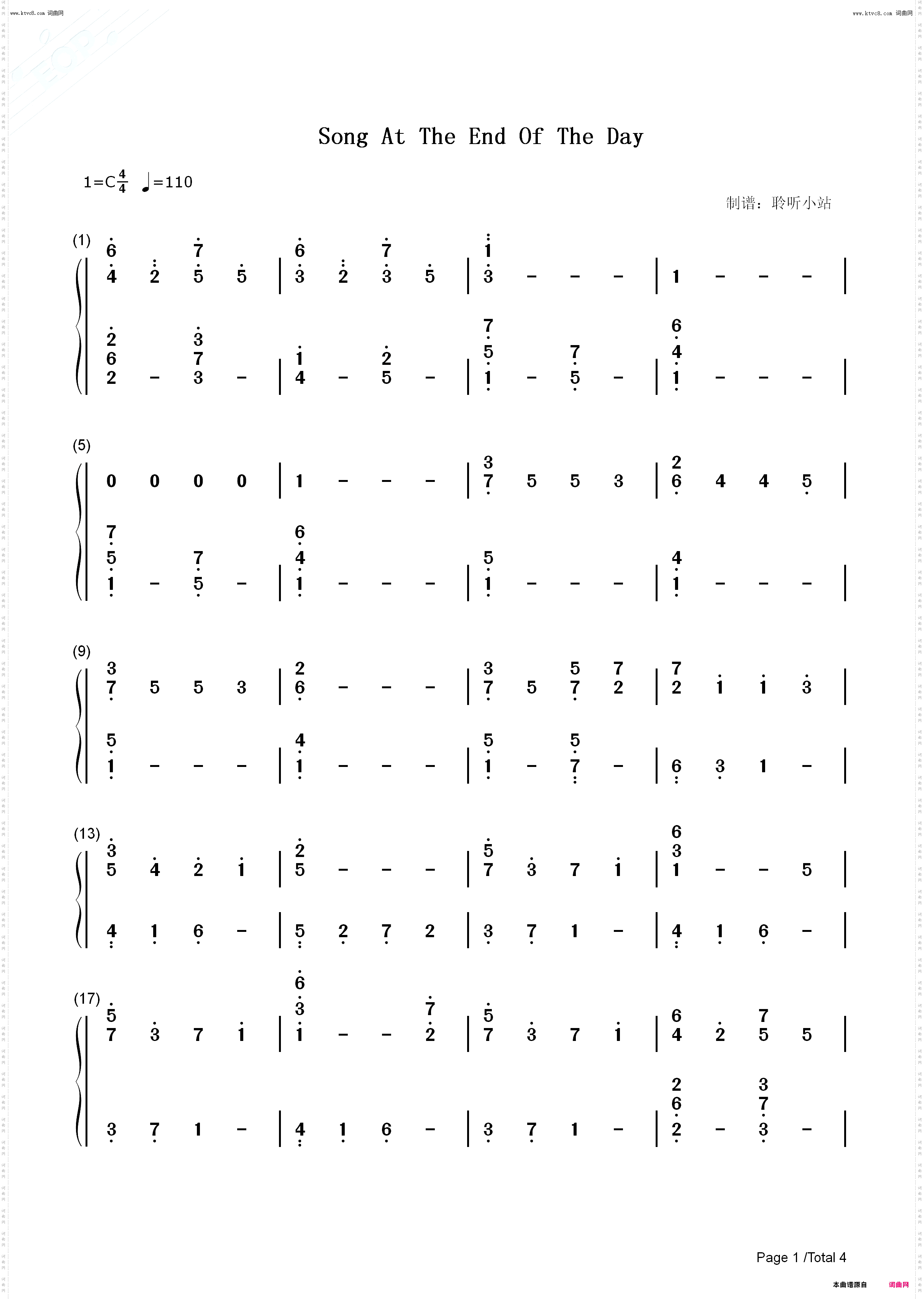 Song At The End Of The Day_功能谱