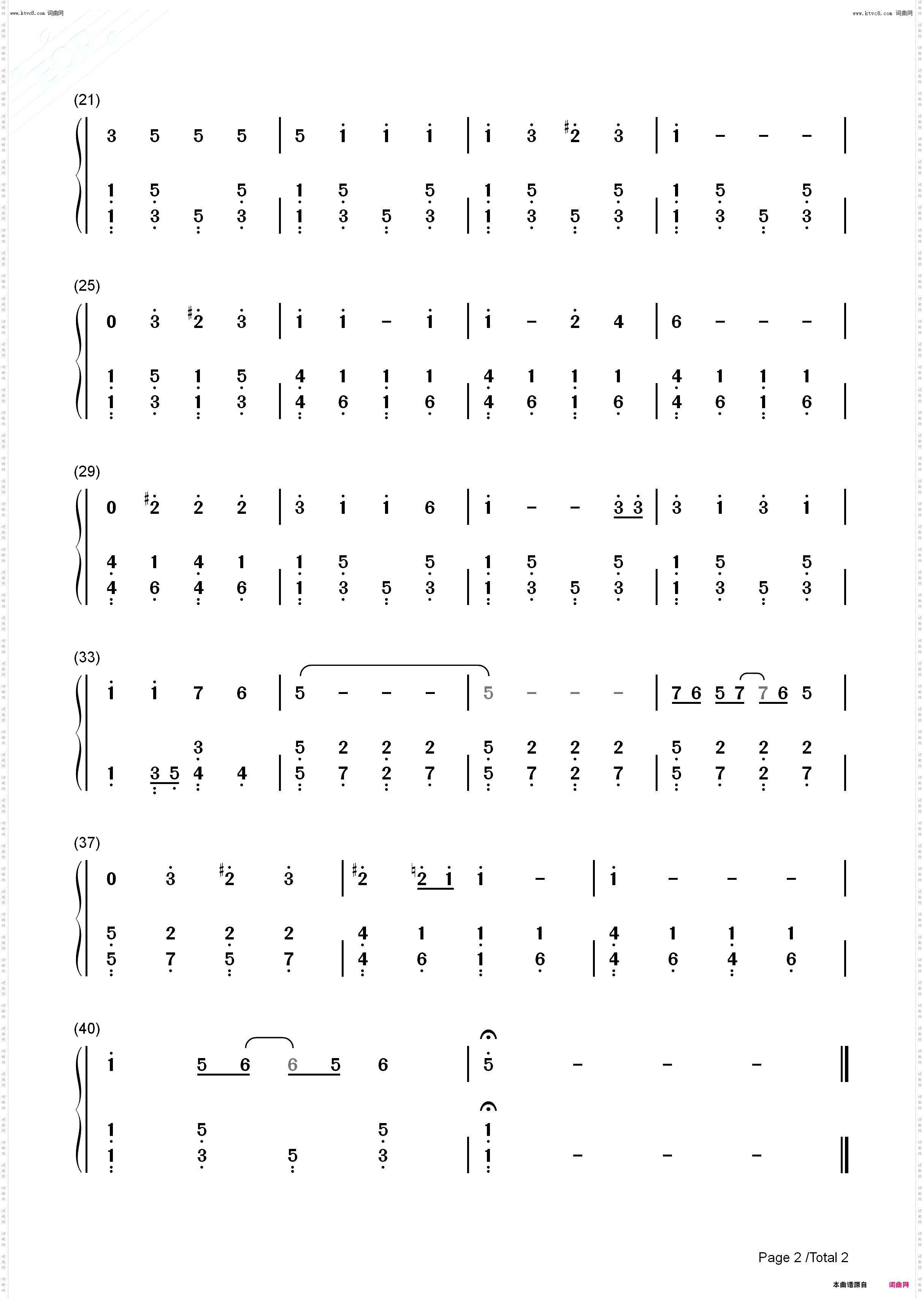 Dont Pass Me By_钢琴简谱线谱