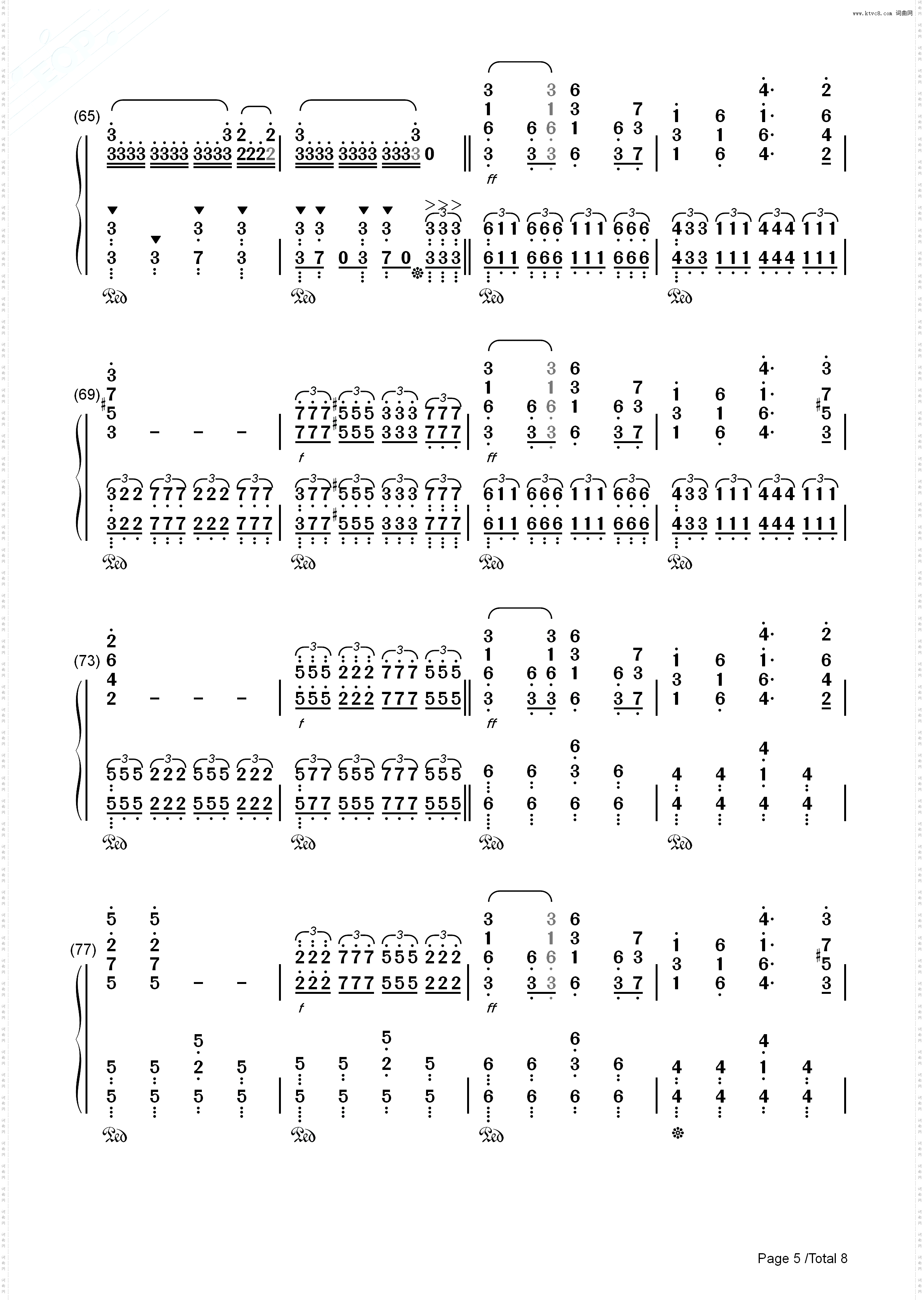 云宫讯音_钢琴简谱线谱