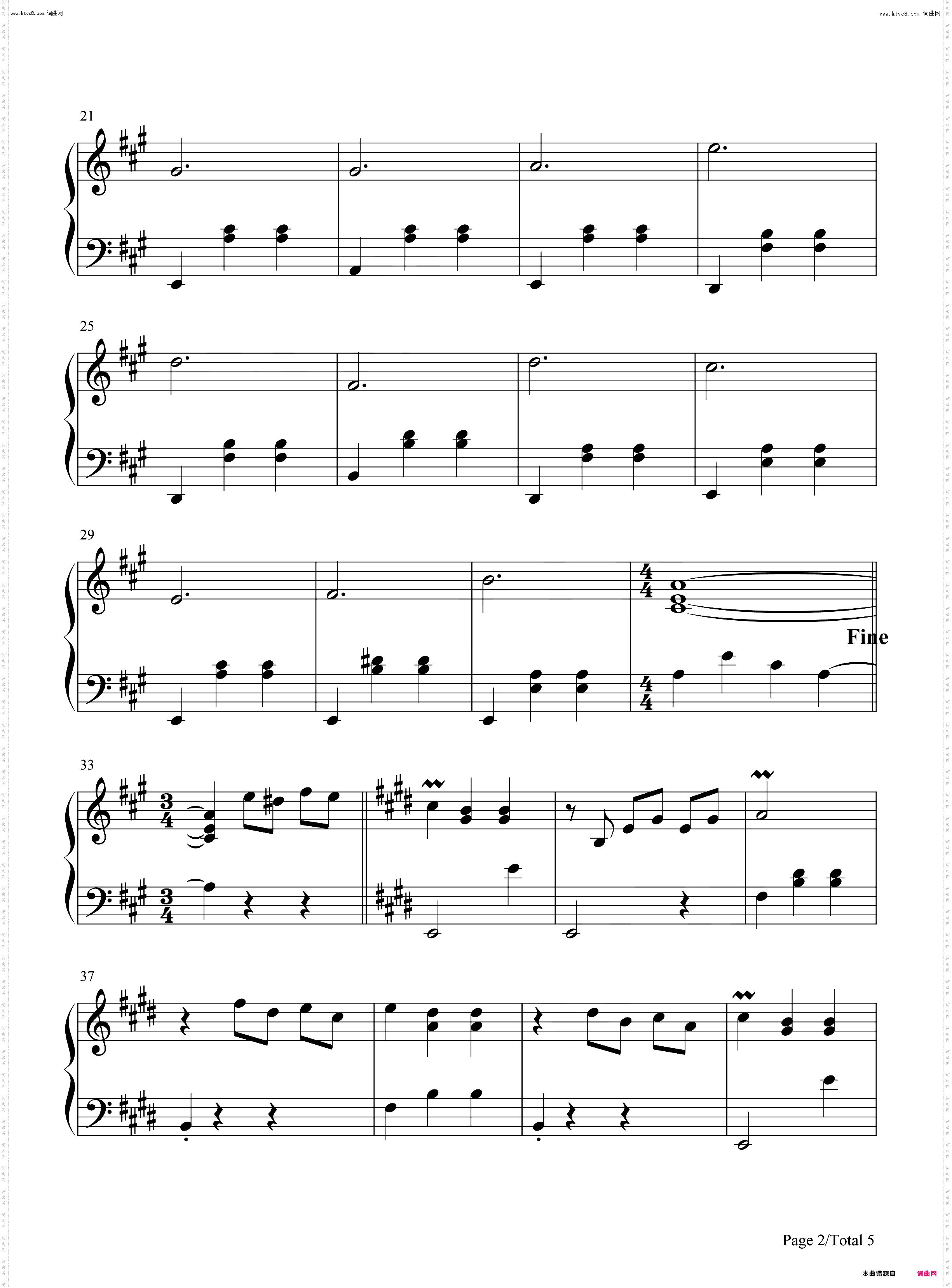 Gran Vals_钢琴简谱线谱