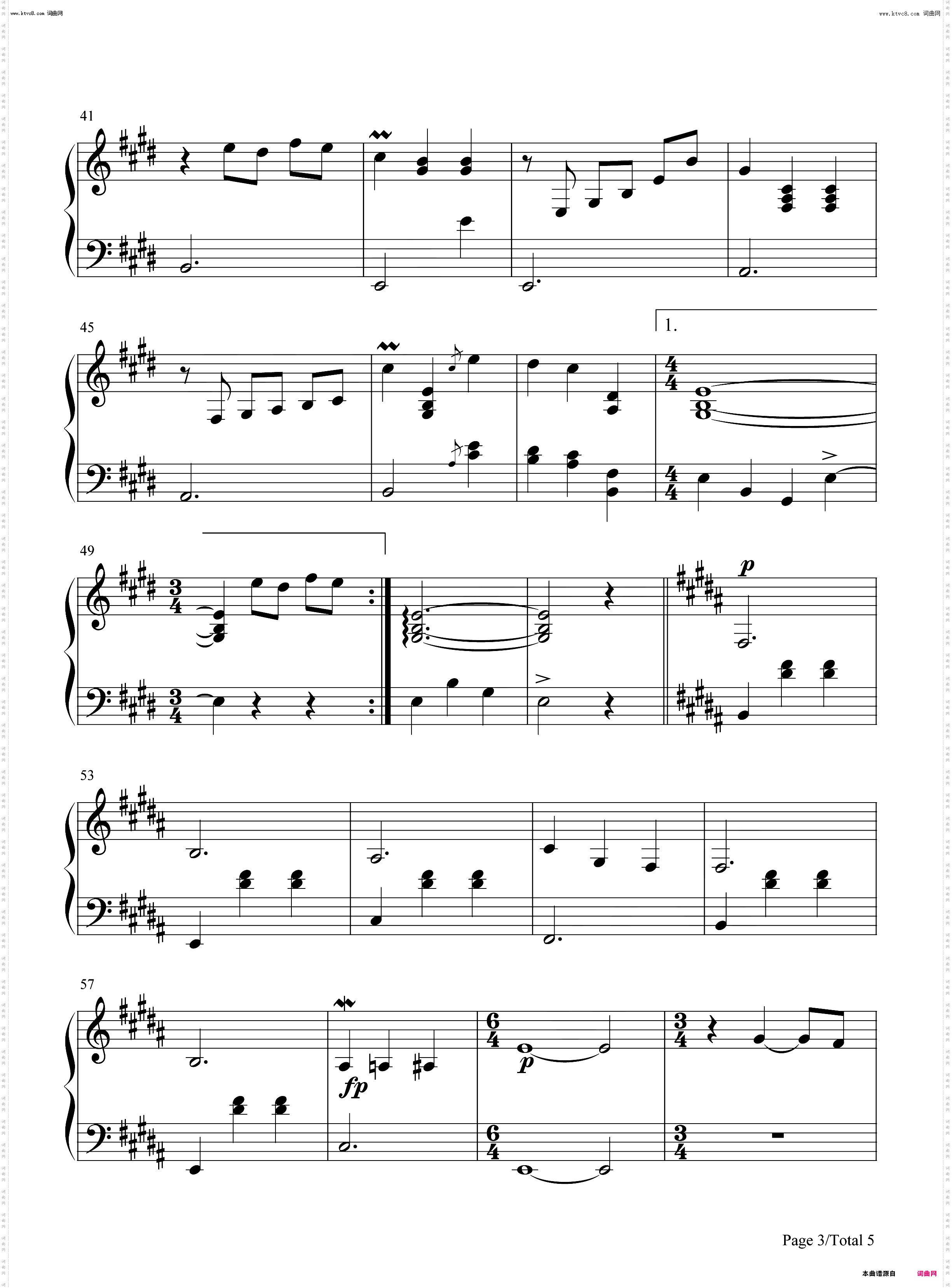Gran Vals_钢琴简谱线谱