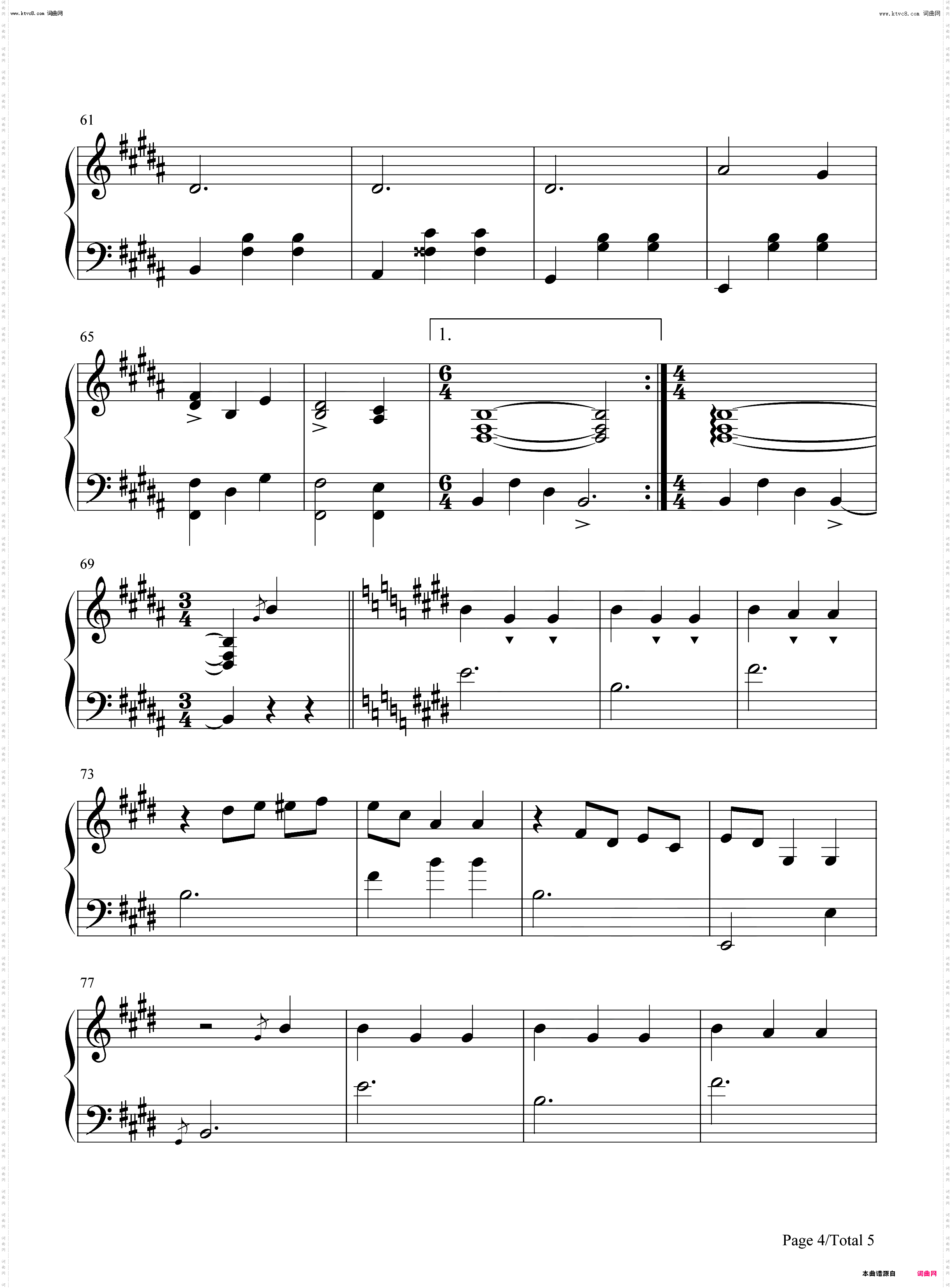 Gran Vals_钢琴简谱线谱
