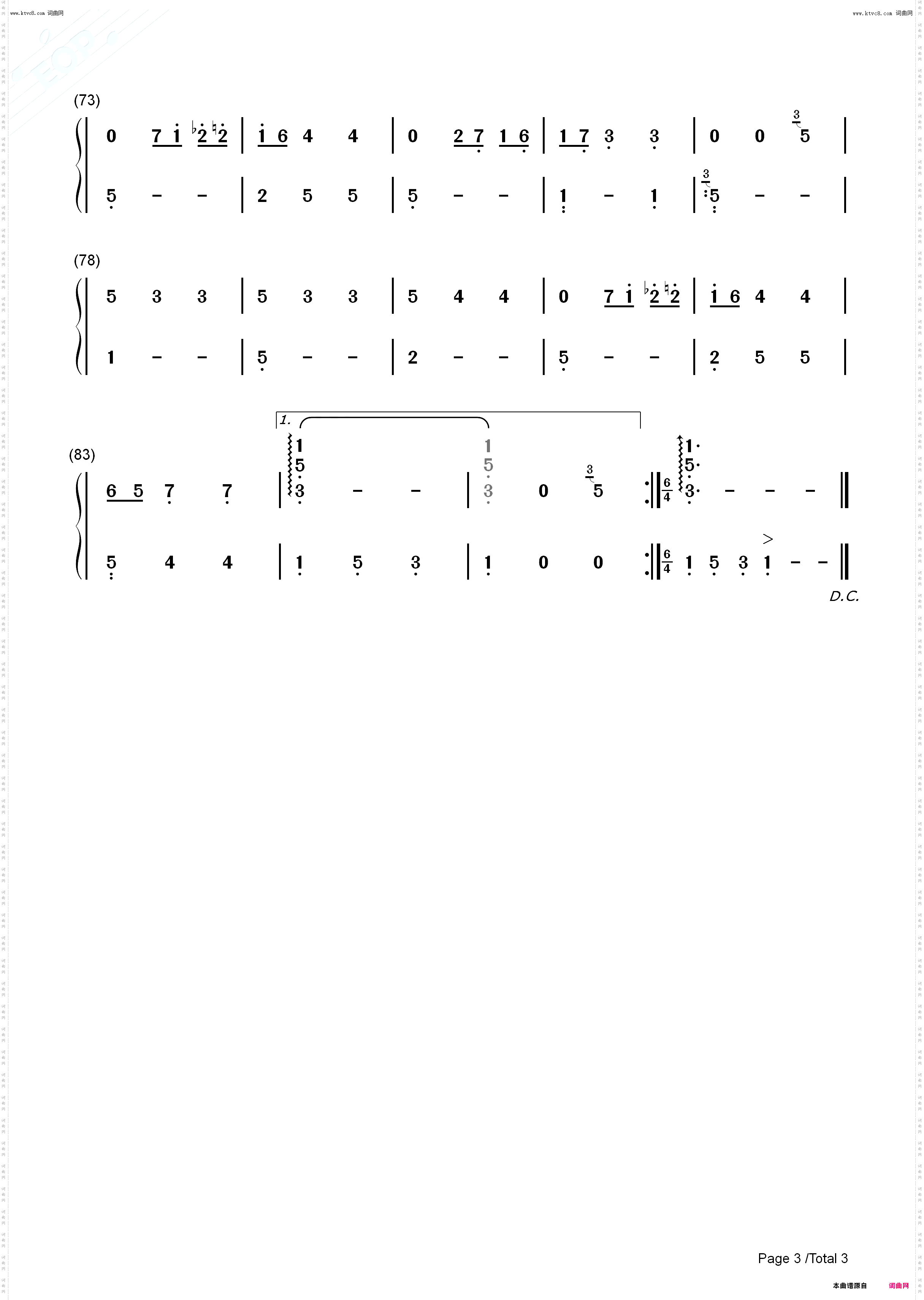 Gran Vals_钢琴简谱线谱