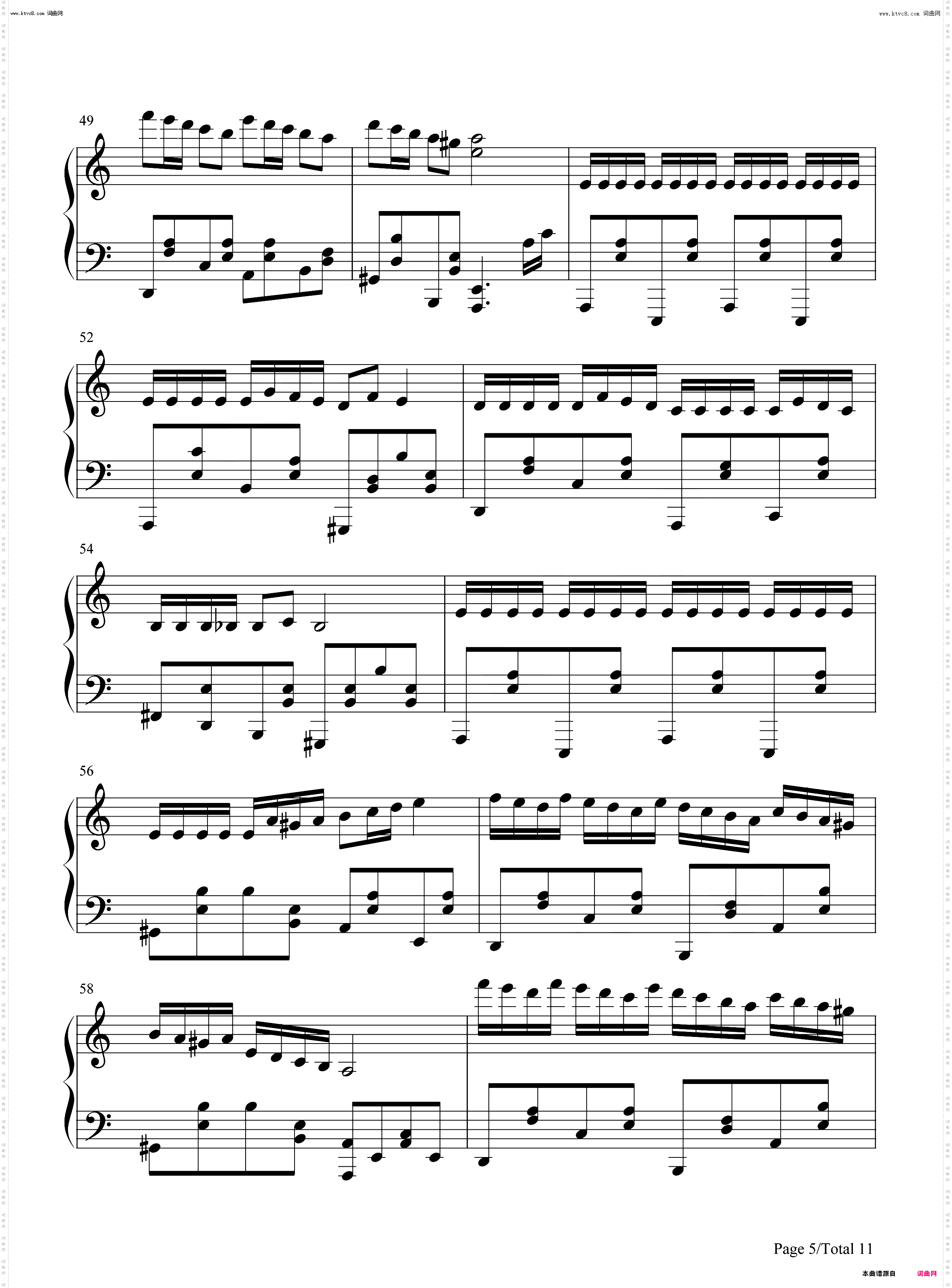 随想曲二十五_钢琴简谱线谱