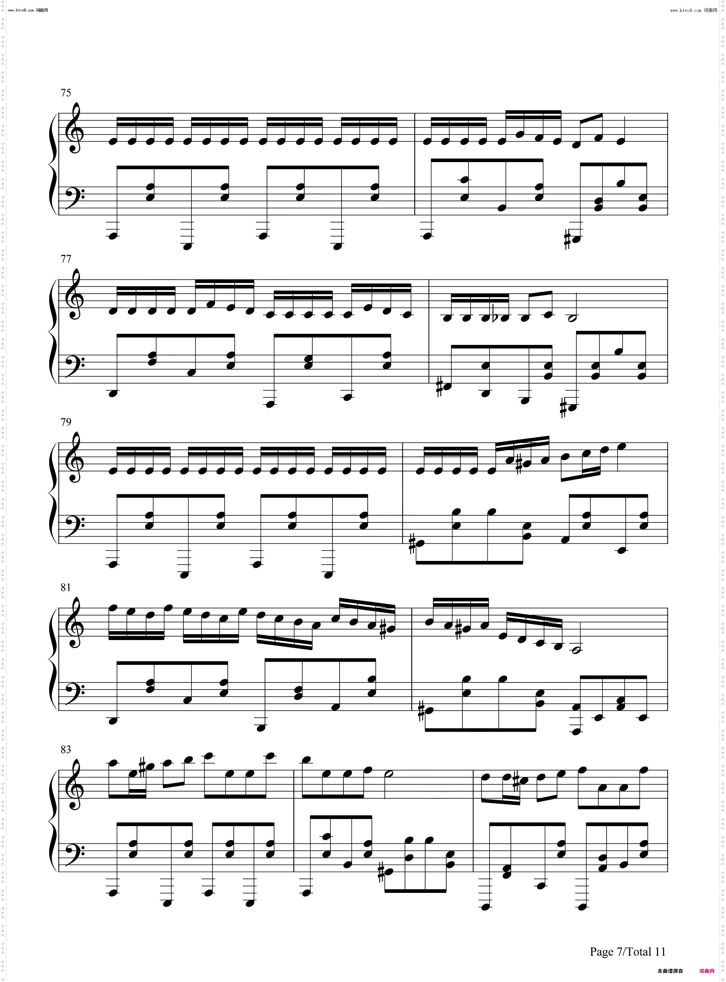 随想曲二十五_钢琴简谱线谱