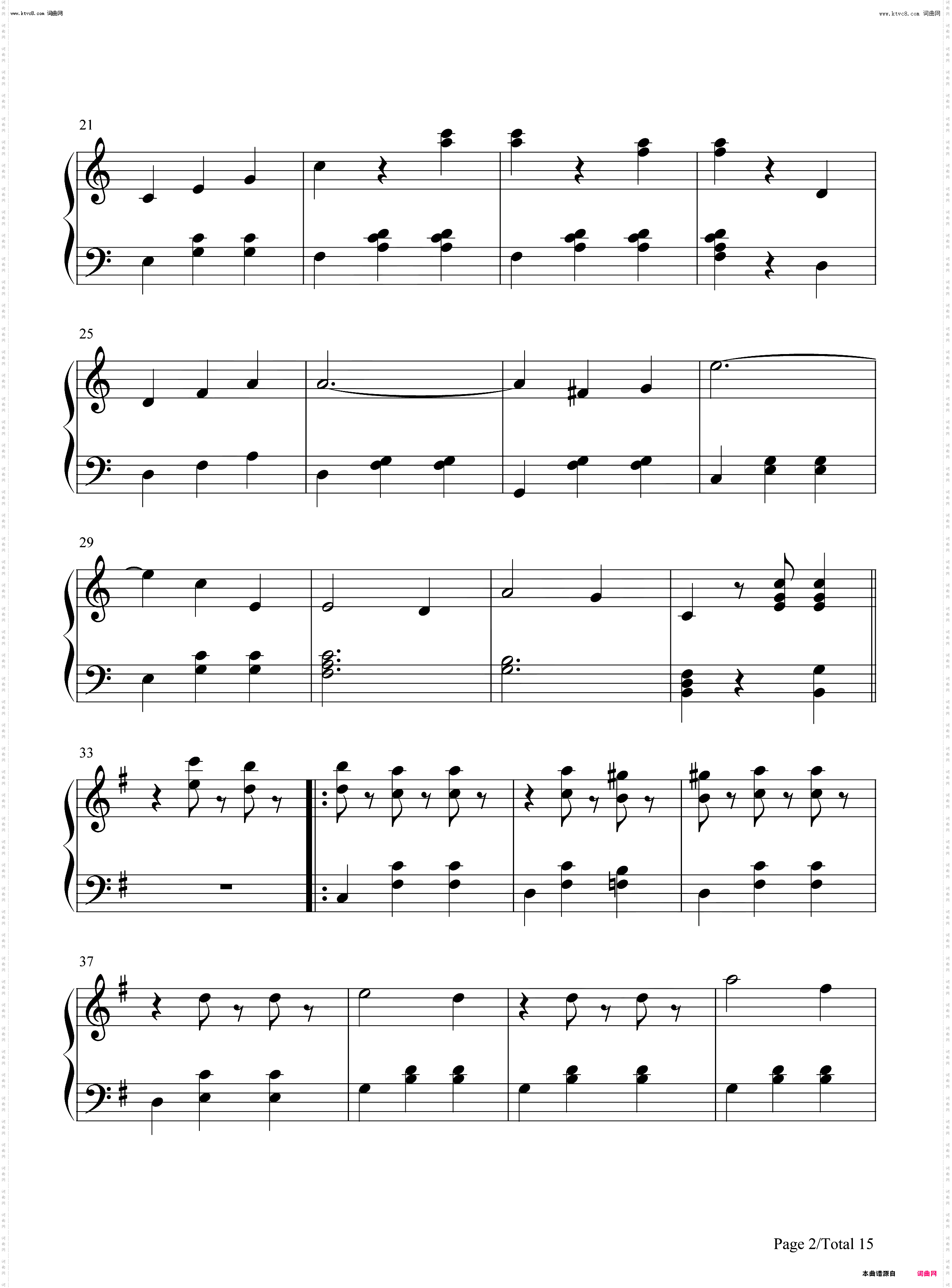 蓝色多瑙河-The Blue Danube_钢琴简谱线谱钢琴简谱线谱