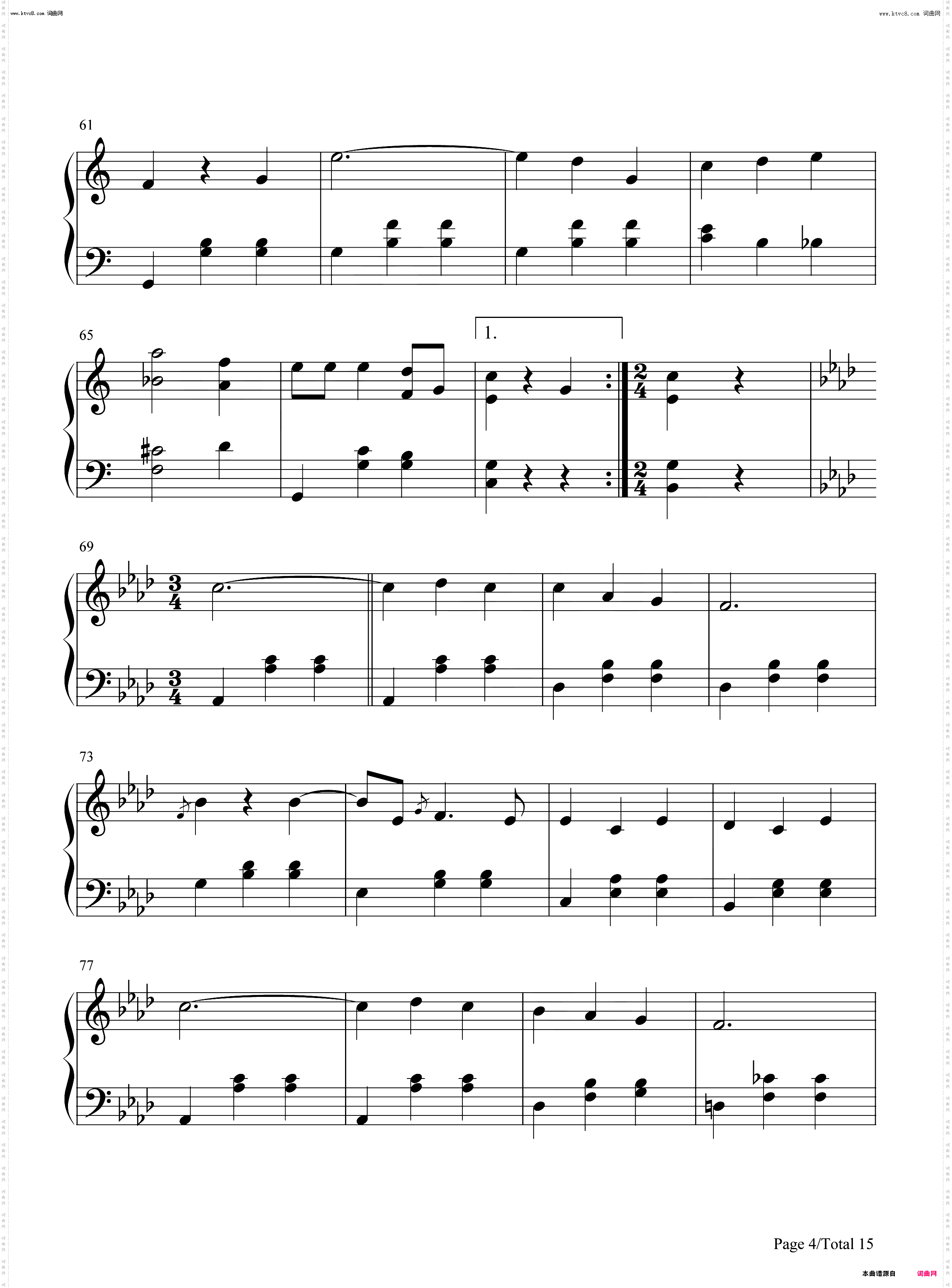 蓝色多瑙河-The Blue Danube_钢琴简谱线谱钢琴简谱线谱