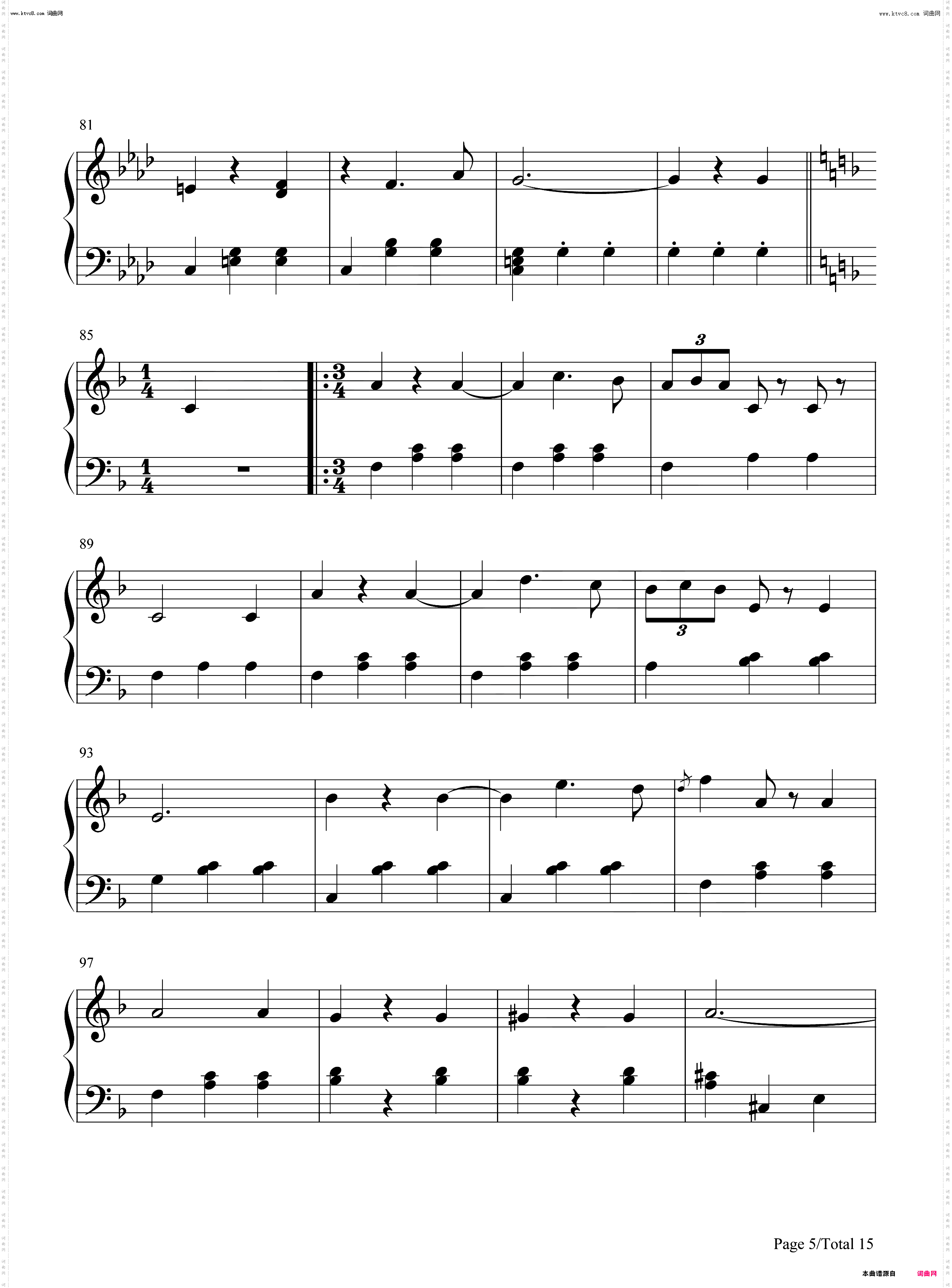 蓝色多瑙河-The Blue Danube_钢琴简谱线谱钢琴简谱线谱